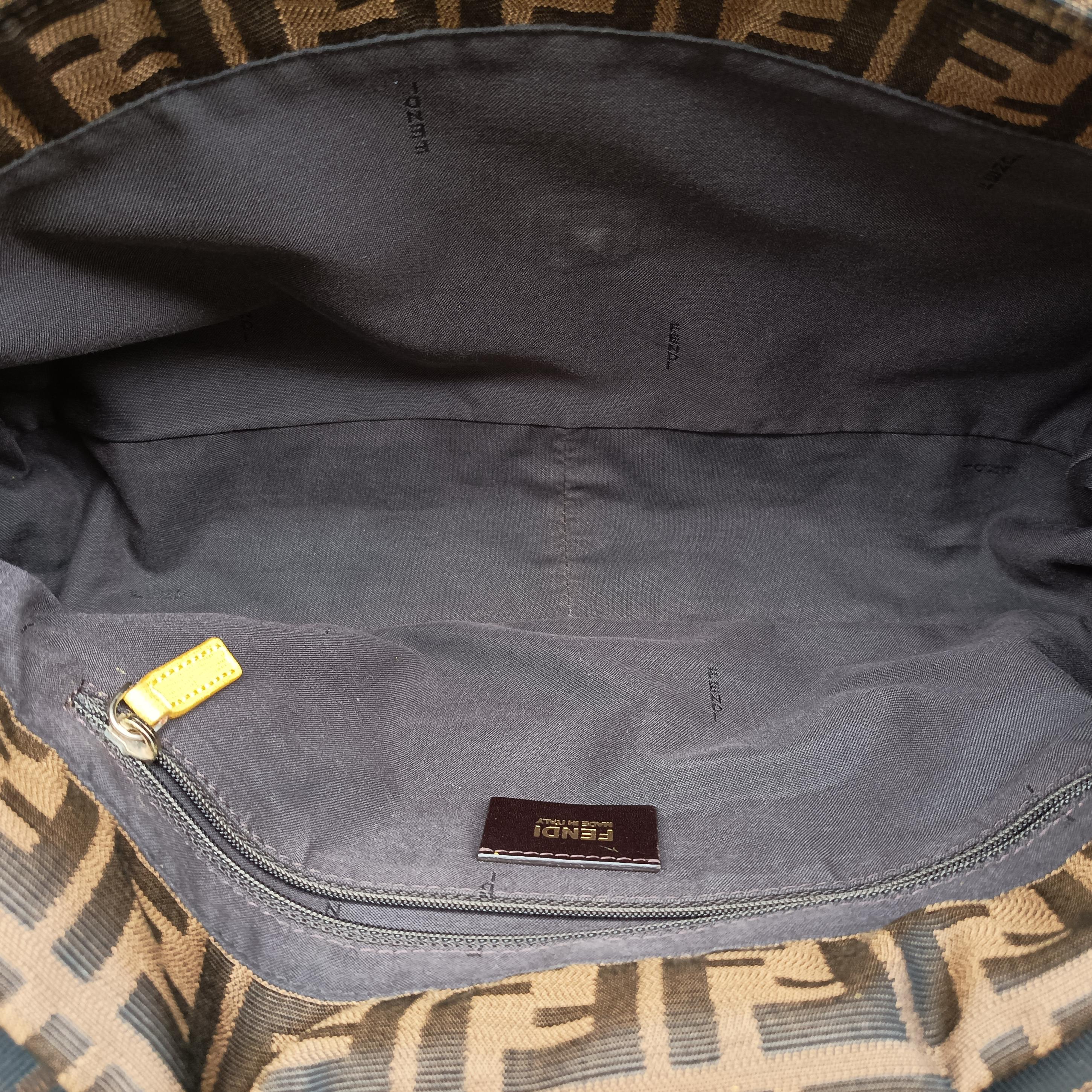 Pre-owned Fendi Baguette Zucchino Brown×Yellow canvas×leather 8BT180 shoulderbag | stylenewstar