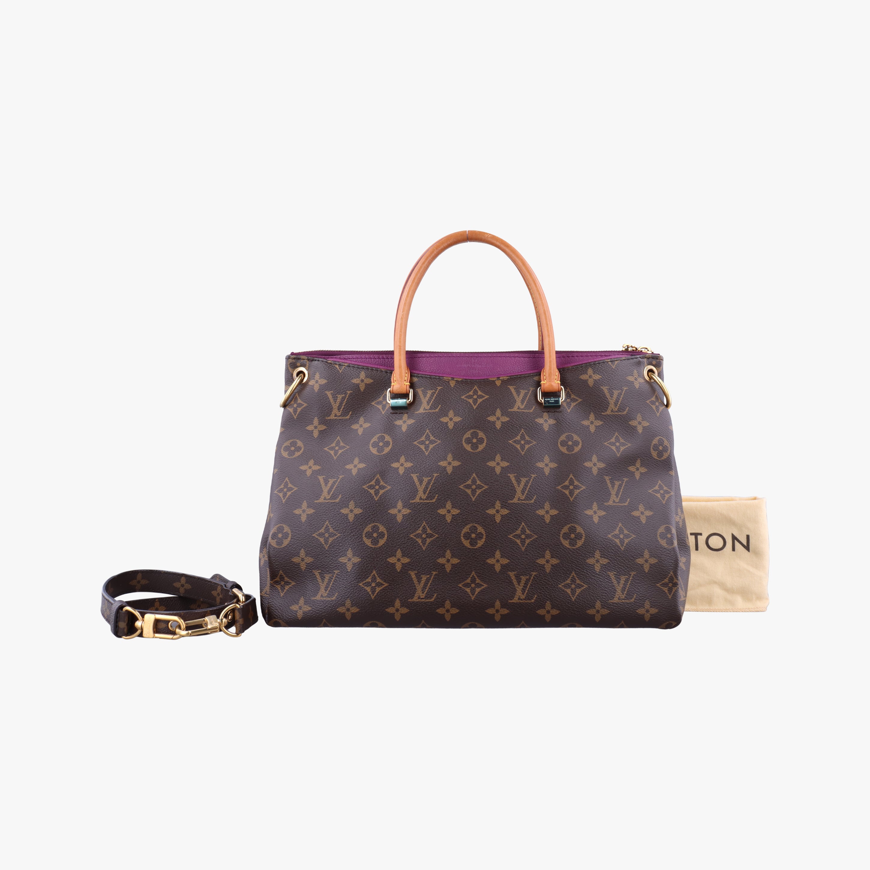 Pre-owned Louis Vuitton PALLAS Brown×CERISE Monogram Canvas×calf leather M92192 shoulderbag | stylenewstar