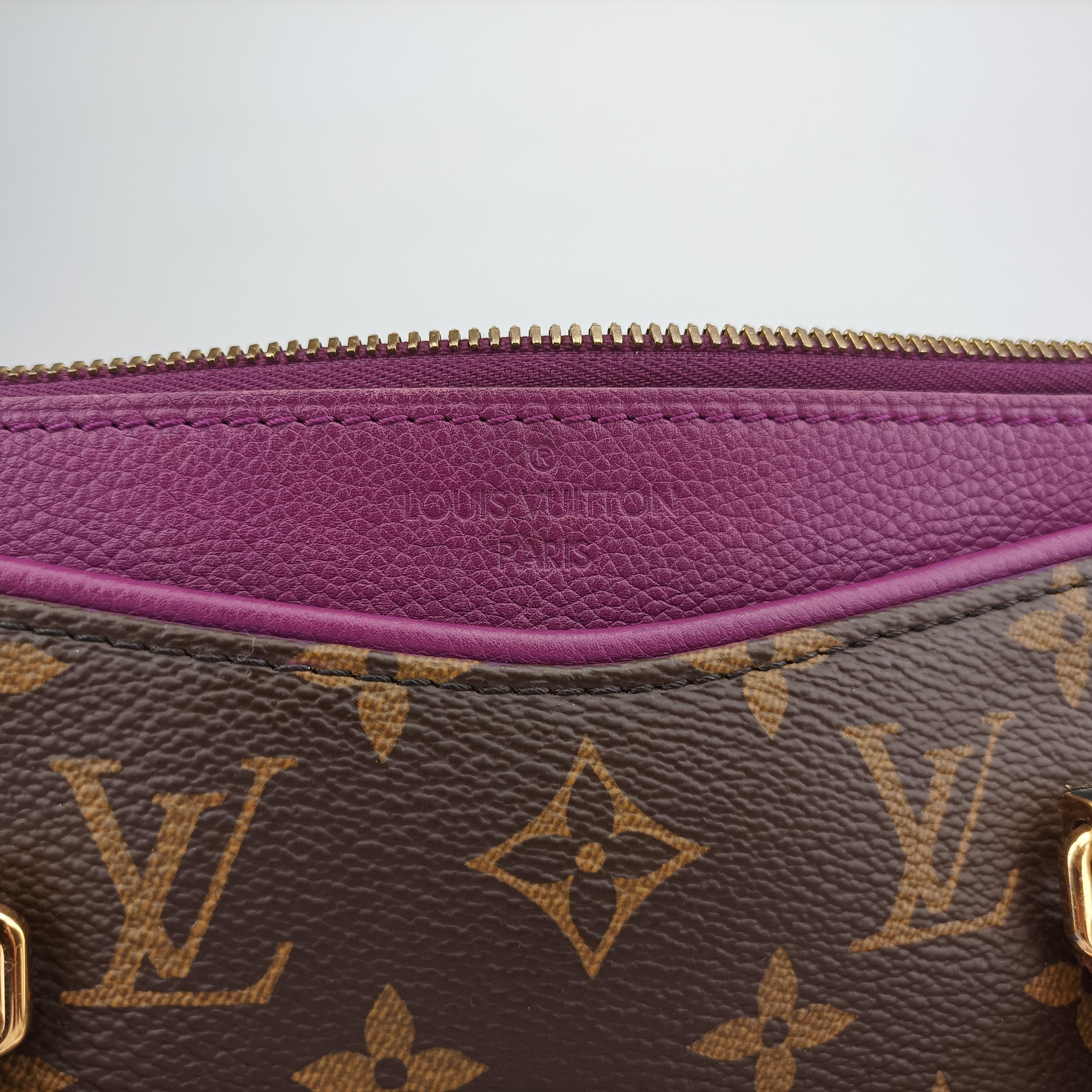Pre-owned Louis Vuitton PALLAS Brown×CERISE Monogram Canvas×calf leather M92192 shoulderbag | stylenewstar