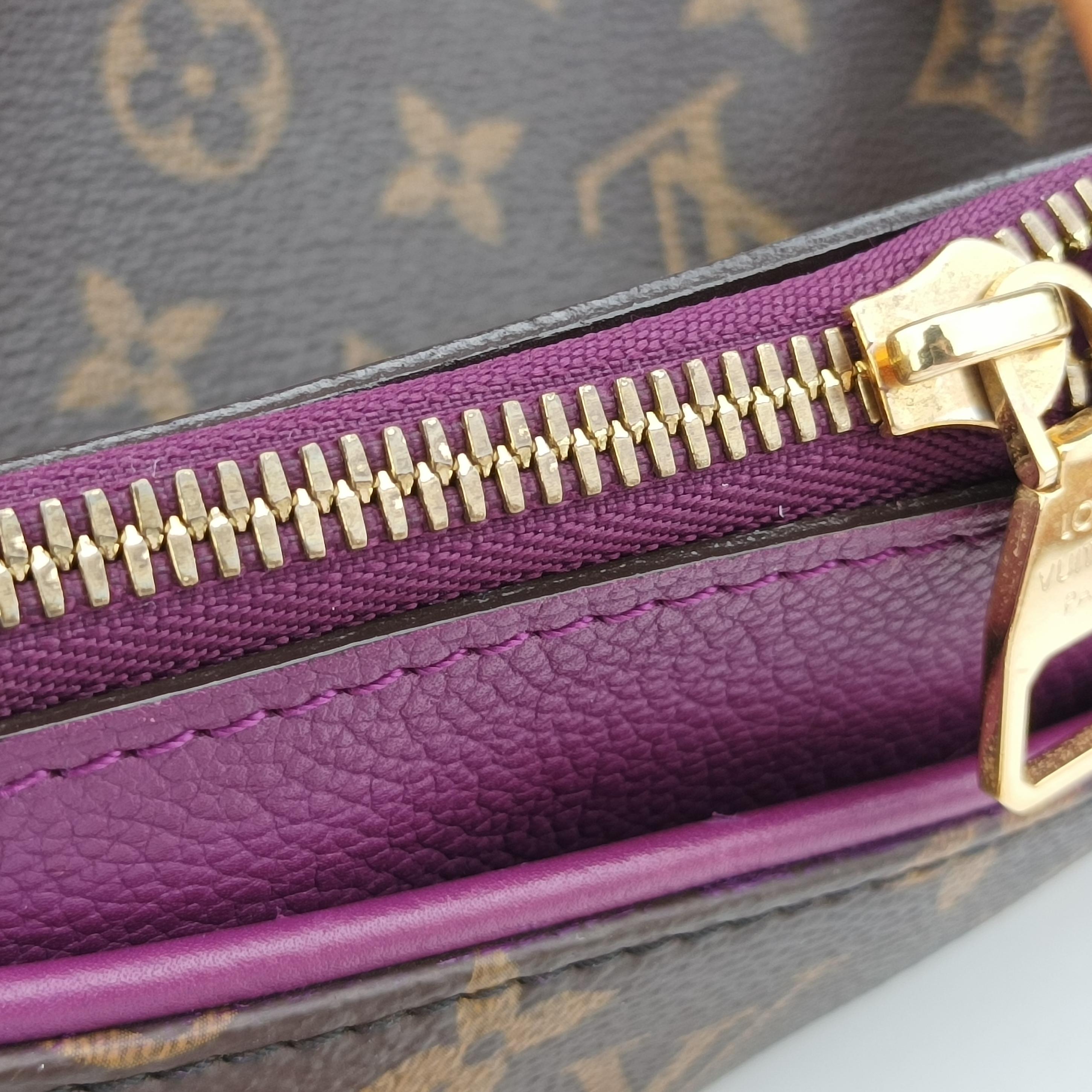 Pre-owned Louis Vuitton PALLAS Brown×CERISE Monogram Canvas×calf leather M92192 shoulderbag | stylenewstar