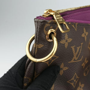 Pre-owned Louis Vuitton PALLAS Brown×CERISE Monogram Canvas×calf leather M92192 shoulderbag | stylenewstar