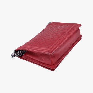 Pre-owned Chanel BOY CHANEL Red caviar skin A92193 shoulderbag | stylenewstar