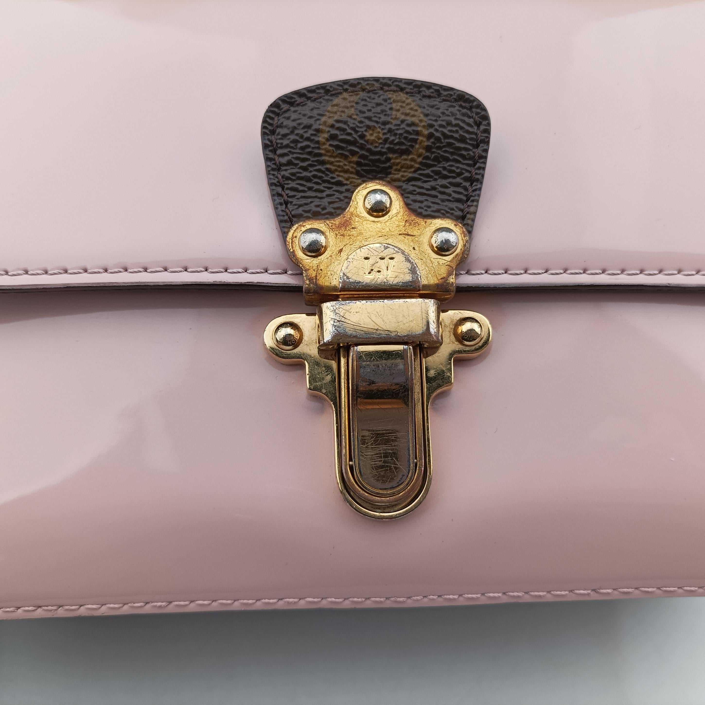 Pre-owned Louis Vuitton Cherry Wood BB Rose Ballerine PVC coated canvas×Vernis M51952 shoulderbag | stylenewstar