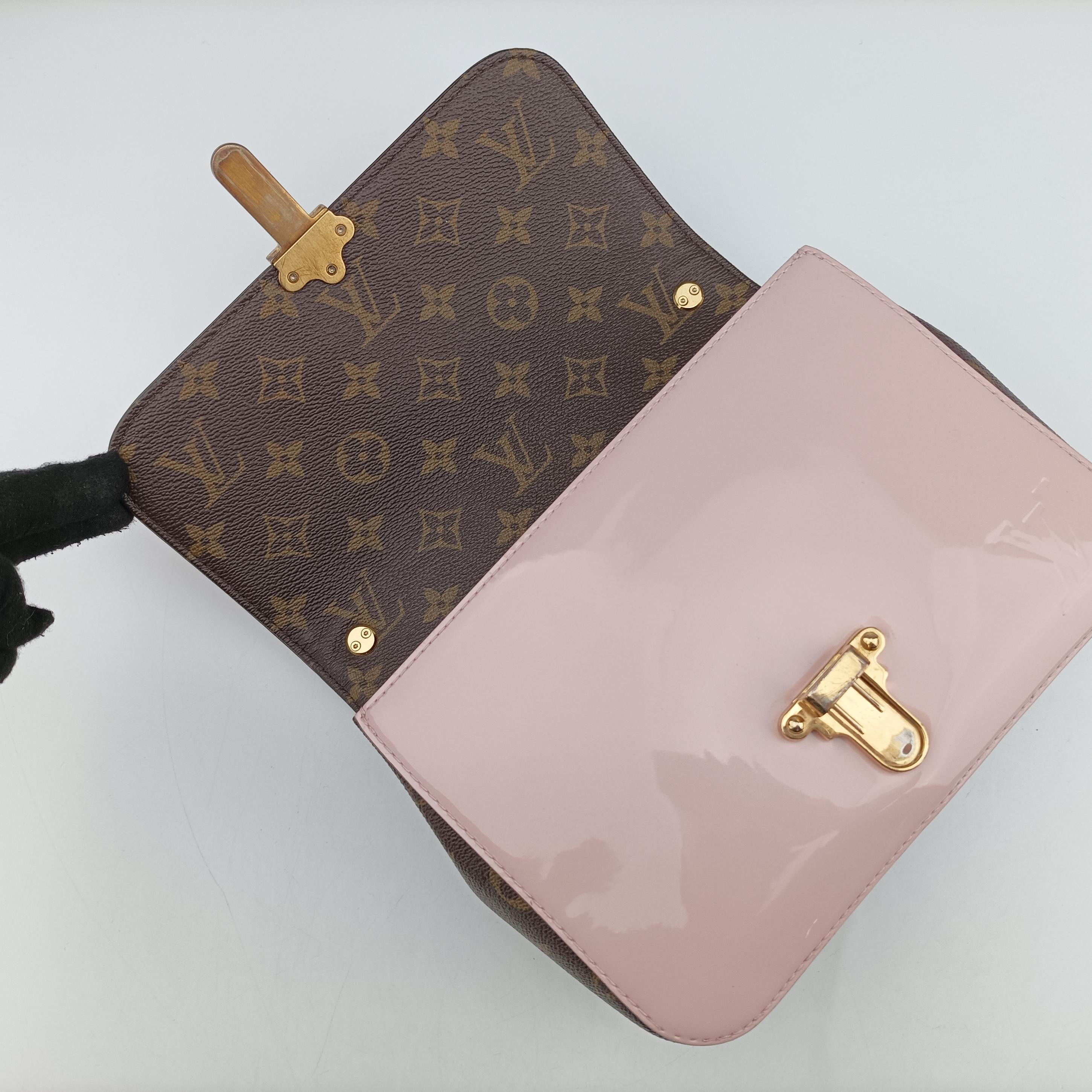 Pre-owned Louis Vuitton Cherry Wood BB Rose Ballerine PVC coated canvas×Vernis M51952 shoulderbag | stylenewstar