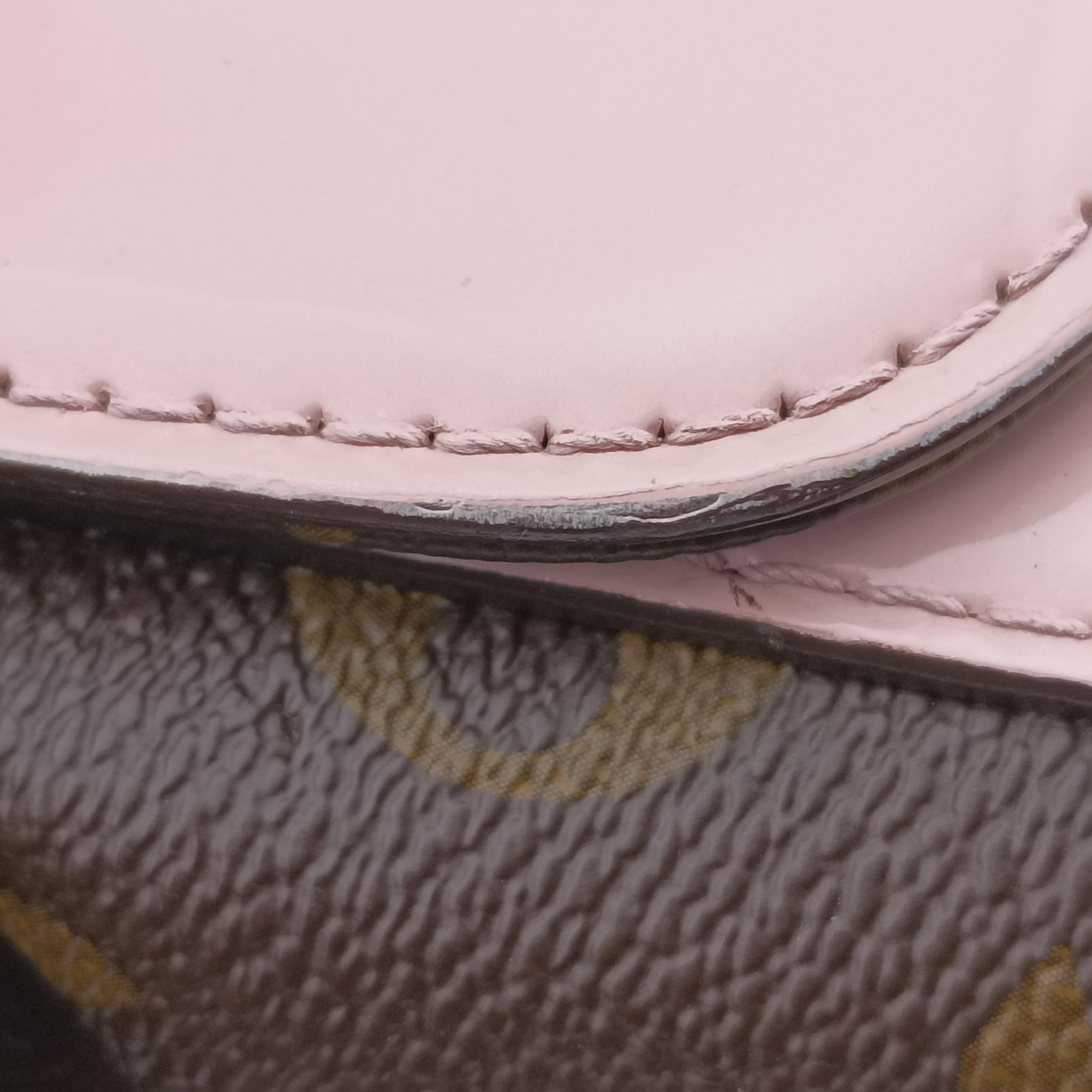 Pre-owned Louis Vuitton Cherry Wood BB Rose Ballerine PVC coated canvas×Vernis M51952 shoulderbag | stylenewstar