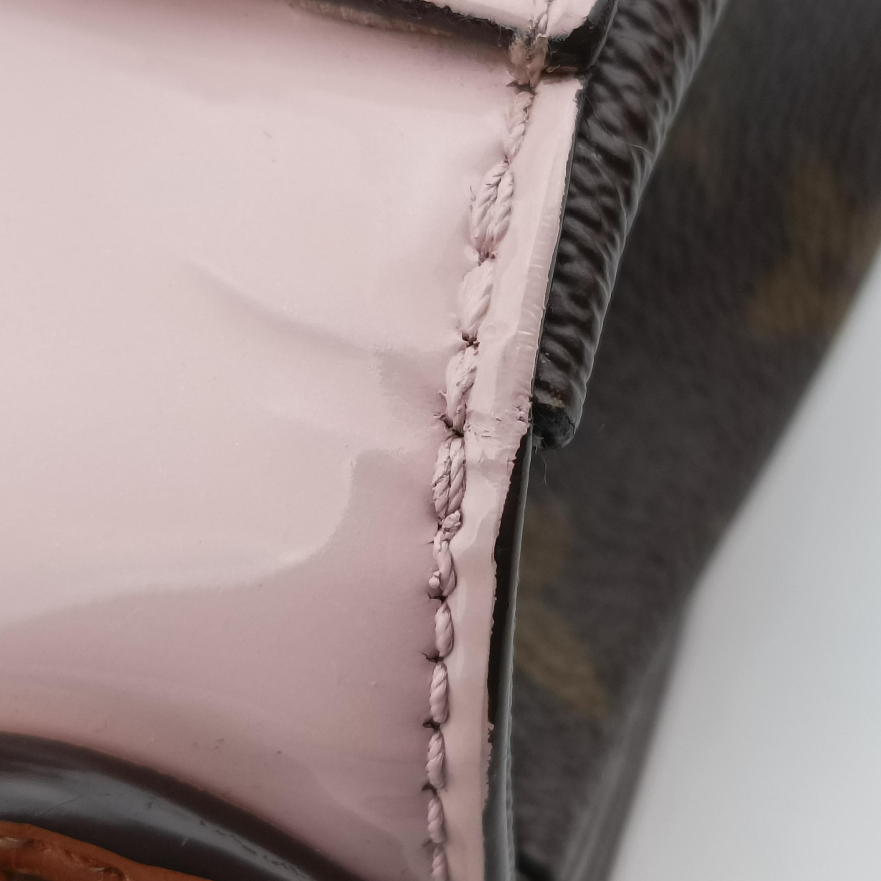 Pre-owned Louis Vuitton Cherry Wood BB Rose Ballerine PVC coated canvas×Vernis M51952 shoulderbag | stylenewstar