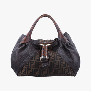 Pre-owned Fendi Spy Brown Canvas×Leather 8BR511 handbag | stylenewstar