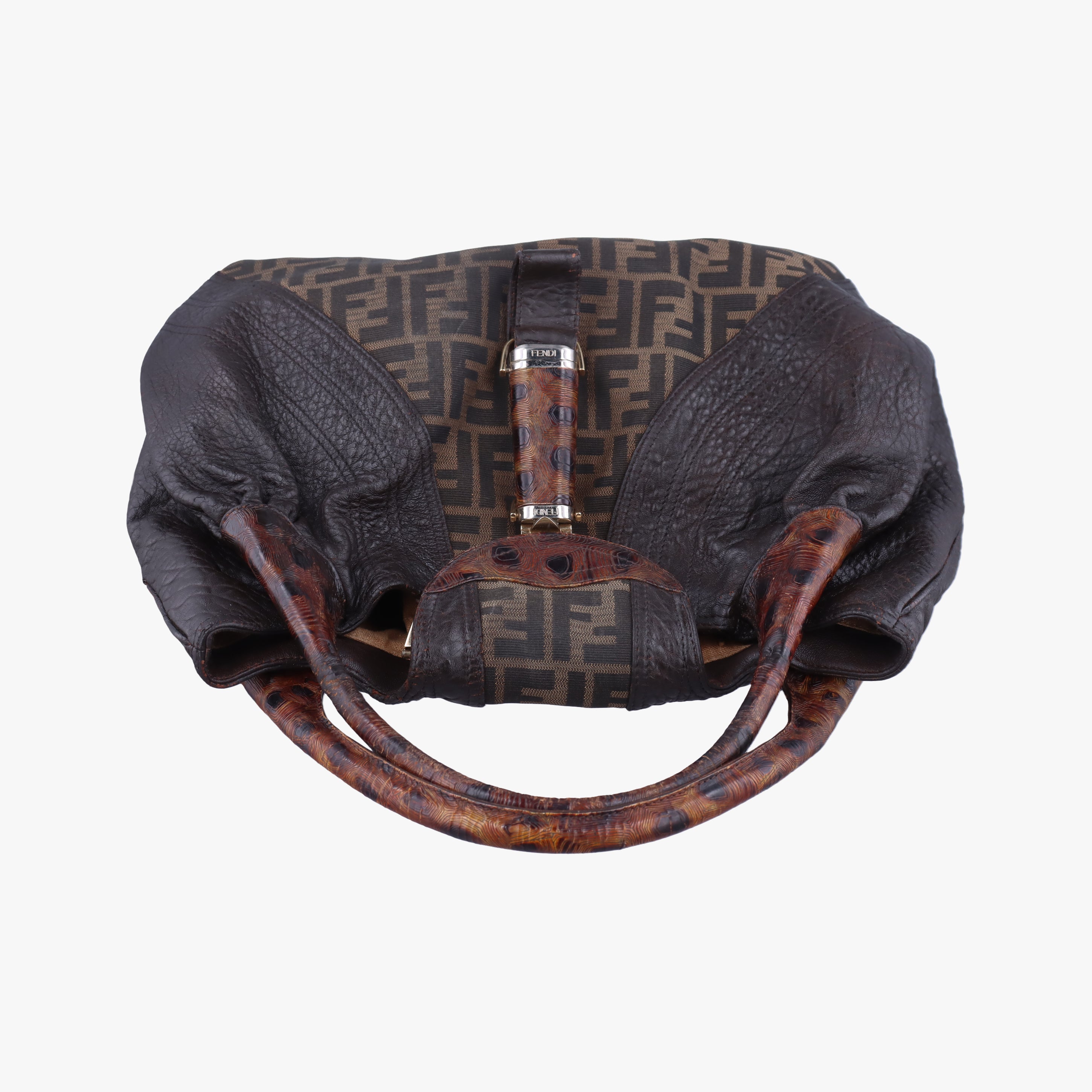 Pre-owned Fendi Spy Brown Canvas×Leather 8BR511 handbag | stylenewstar