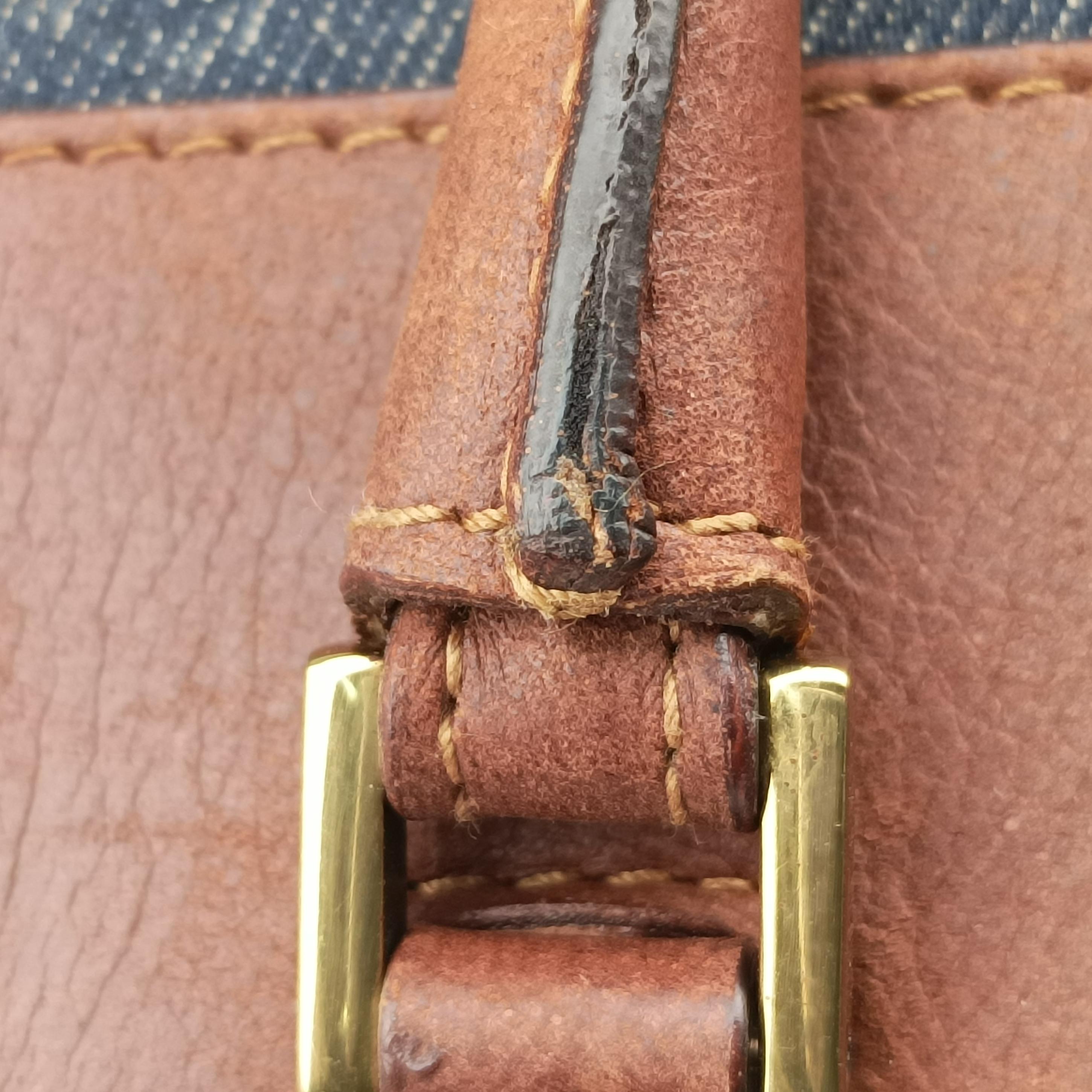 Pre-owned Christian Dior street chic Navy x Brown Leather x Denim  handbag | stylenewstar