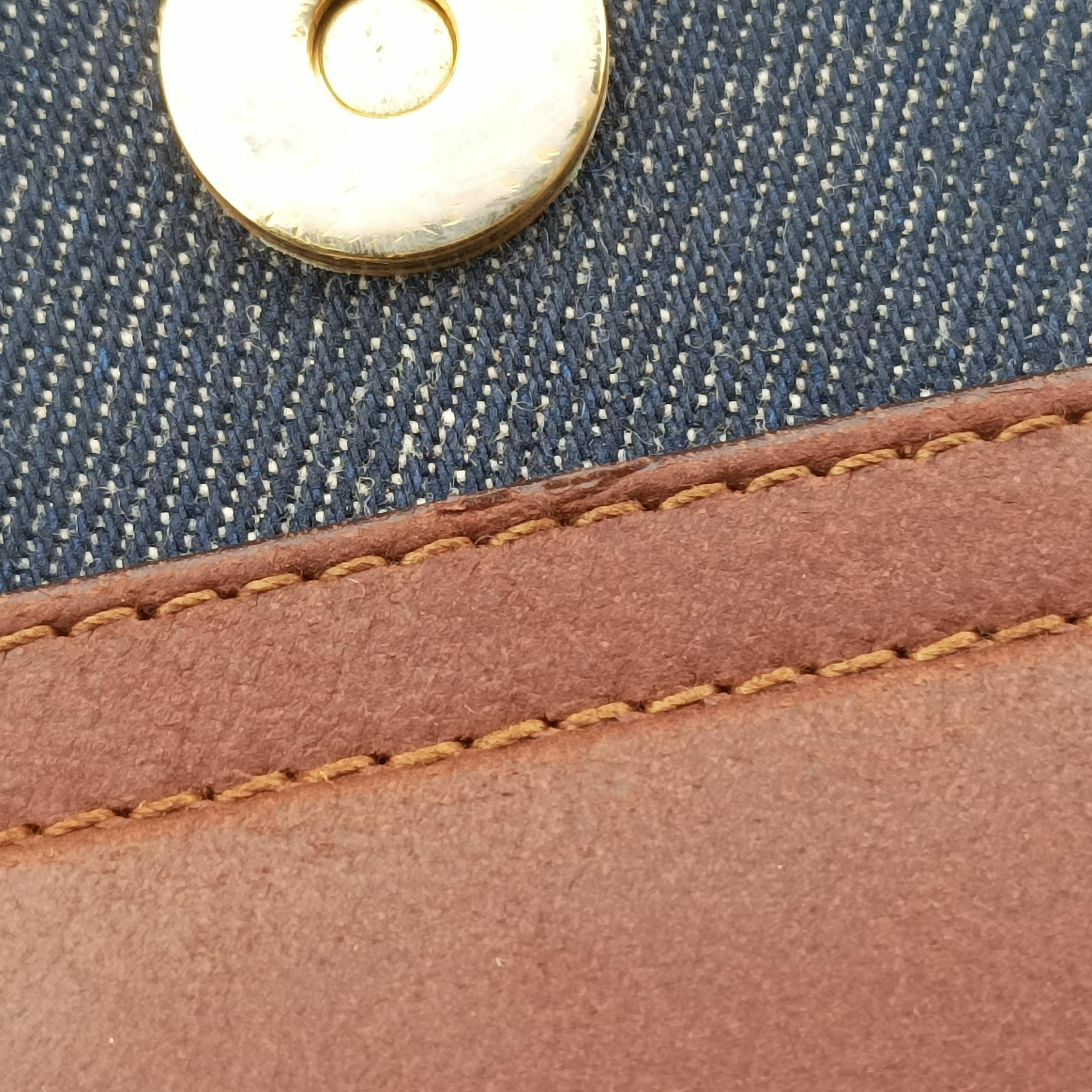 Pre-owned Christian Dior street chic Navy x Brown Leather x Denim  handbag | stylenewstar