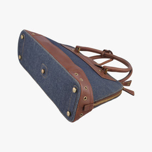 Pre-owned Christian Dior street chic Navy x Brown Leather x Denim  handbag | stylenewstar