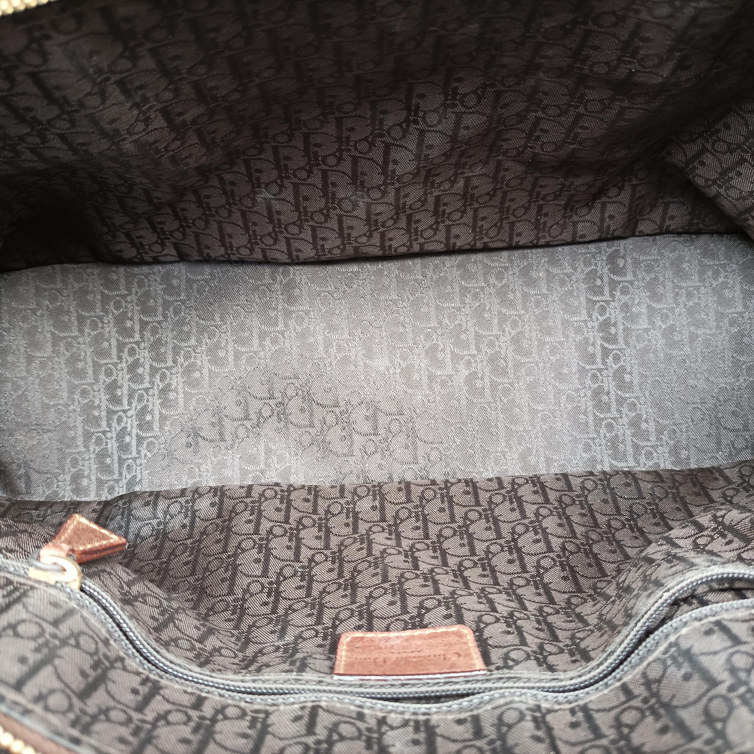 Pre-owned Christian Dior street chic Navy x Brown Leather x Denim  handbag | stylenewstar