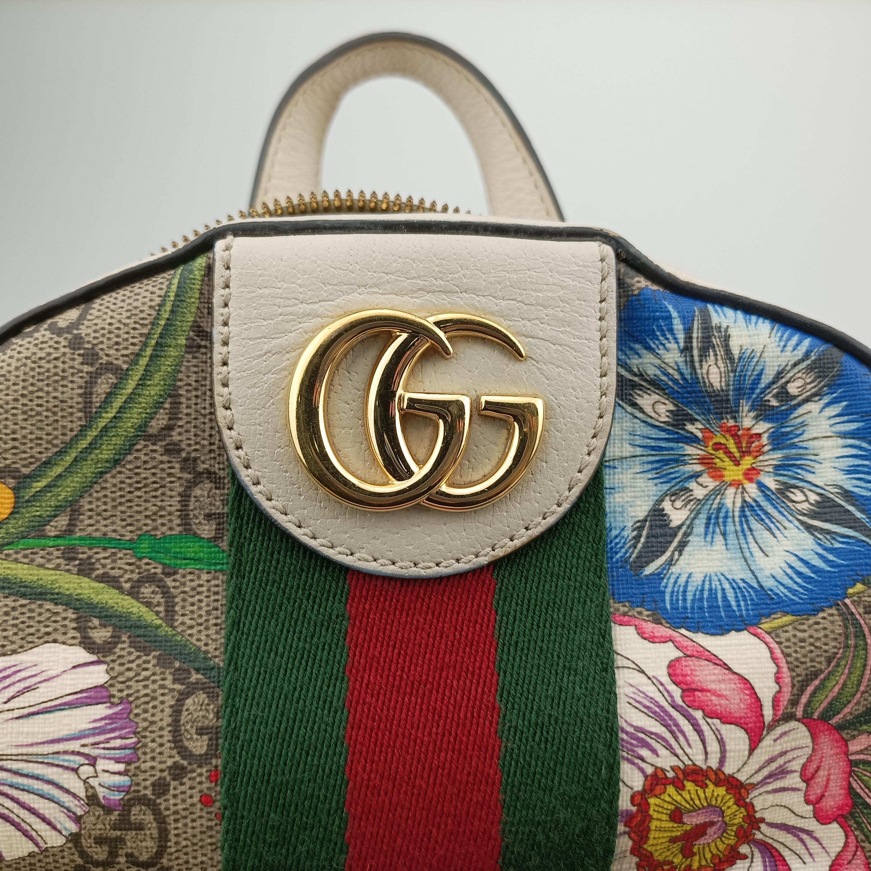 Pre-owned Gucci Ophidia Flora Multicolour PVC coated canvas×Leather 547965 backpack/rucksack | stylenewstar