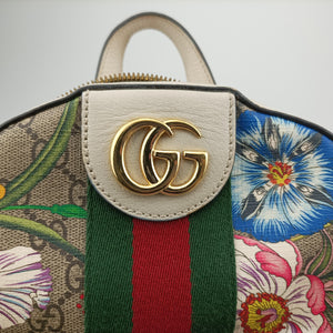 Pre-owned Gucci Ophidia Flora Multicolour PVC coated canvas×Leather 547965 backpack/rucksack | stylenewstar