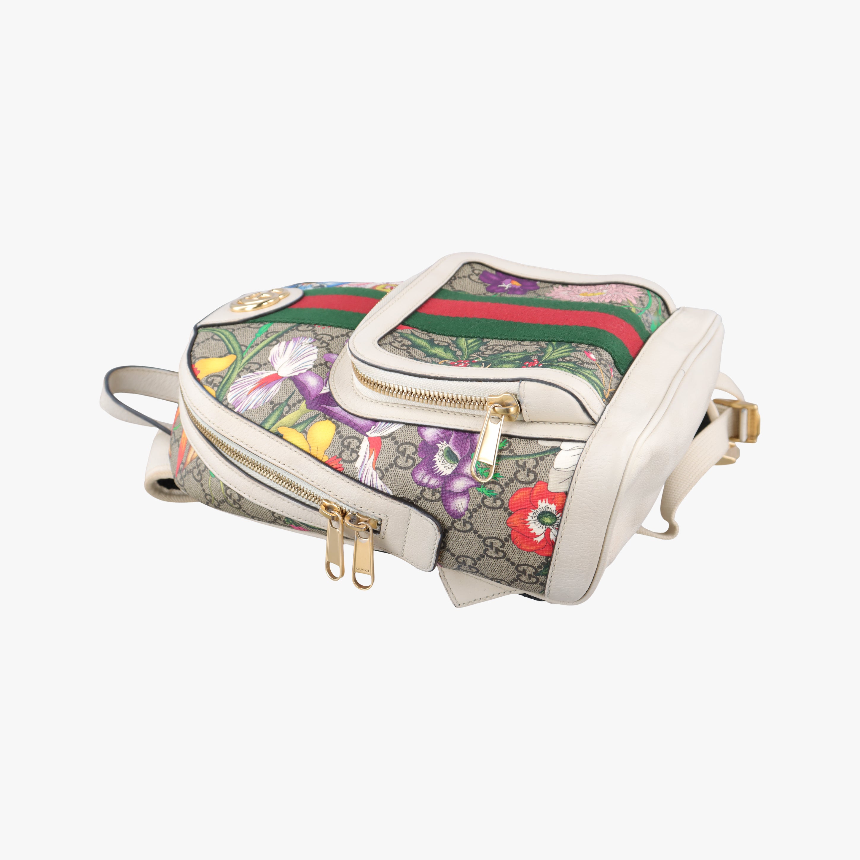Pre-owned Gucci Ophidia Flora Multicolour PVC coated canvas×Leather 547965 backpack/rucksack | stylenewstar