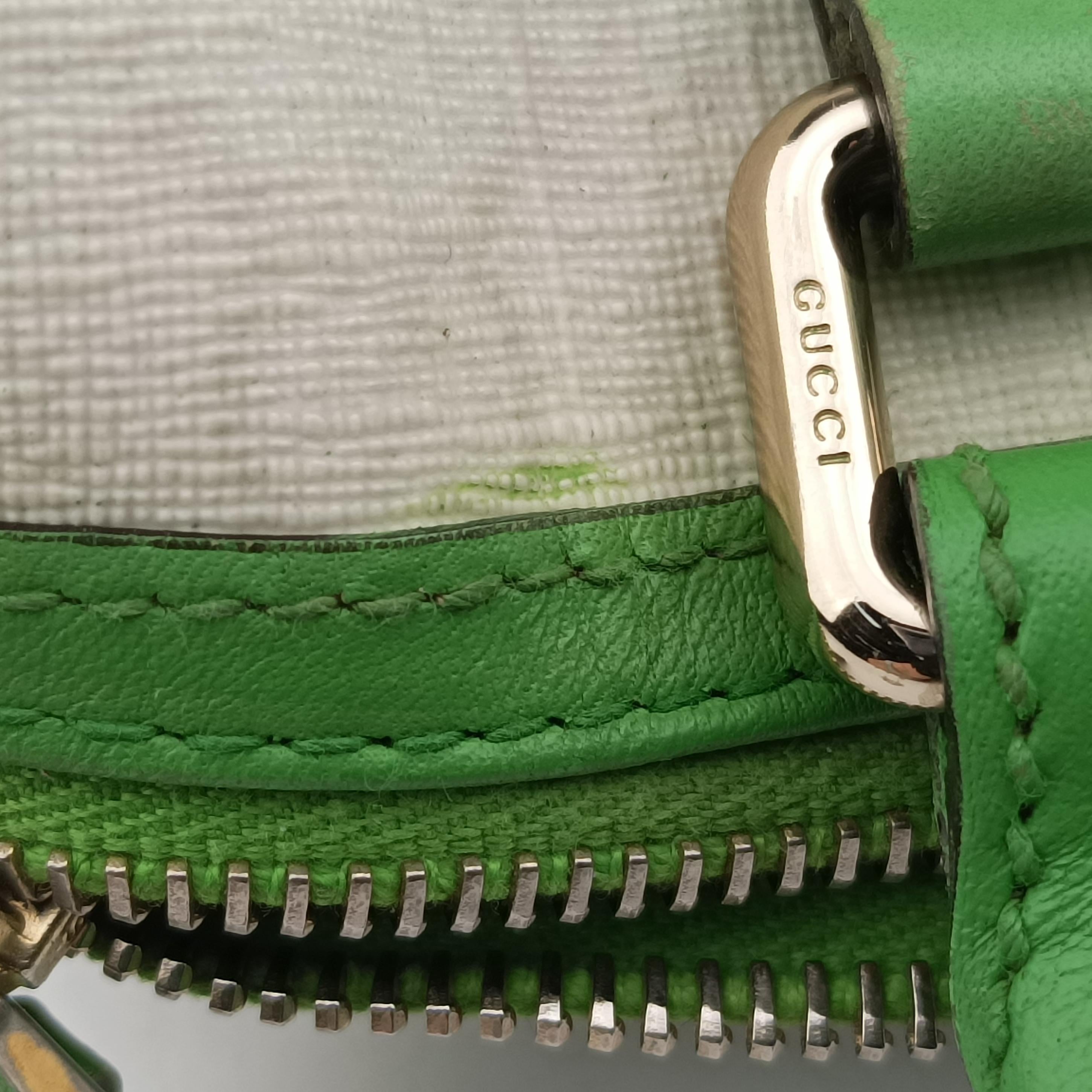 Pre-owned Gucci GG Supreme Tattoo Print Heart Charm Joy Green x White x Black PVC coated canvas 190257 handbag | stylenewstar