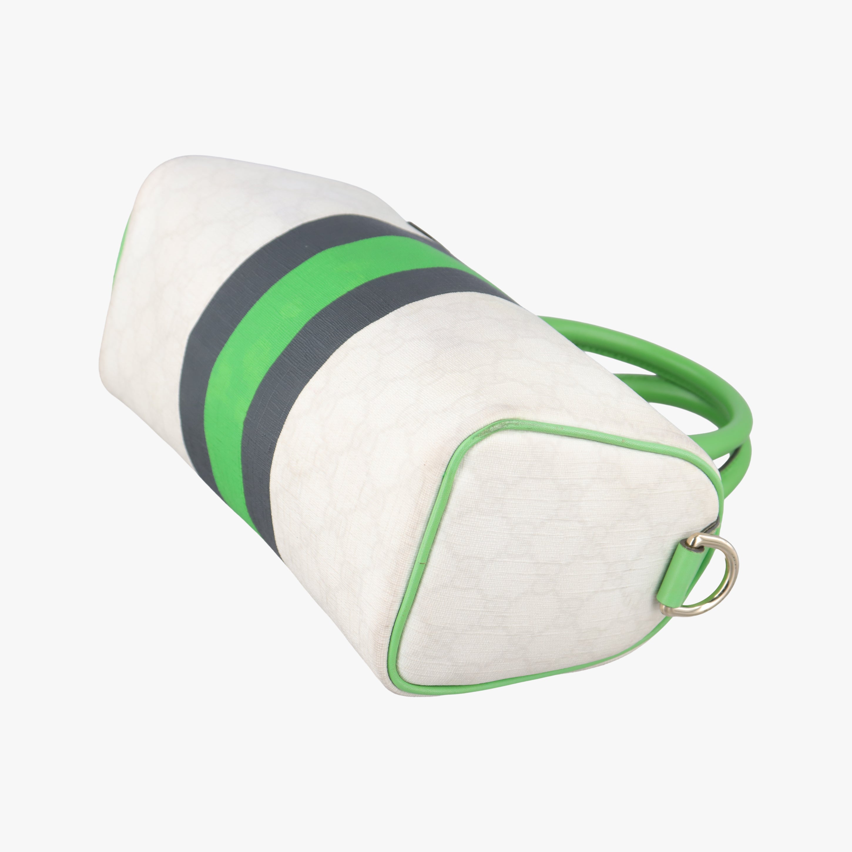 Pre-owned Gucci GG Supreme Tattoo Print Heart Charm Joy Green x White x Black PVC coated canvas 190257 handbag | stylenewstar