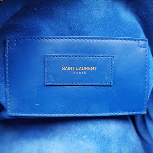 Pre-owned Yves Saint Laurent CLASSIC BABY DUFFLE Blue Leather 330958 shoulderbag | stylenewstar