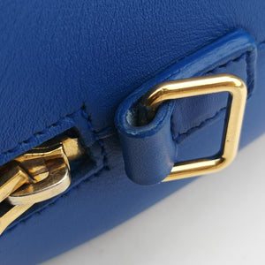 Pre-owned Yves Saint Laurent CLASSIC BABY DUFFLE Blue Leather 330958 shoulderbag | stylenewstar