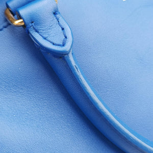 Pre-owned Yves Saint Laurent CLASSIC BABY DUFFLE Blue Leather 330958 shoulderbag | stylenewstar