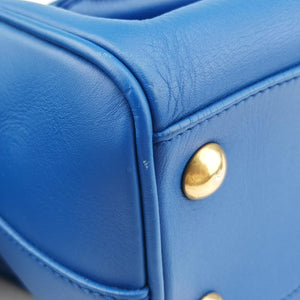 Pre-owned Yves Saint Laurent CLASSIC BABY DUFFLE Blue Leather 330958 shoulderbag | stylenewstar