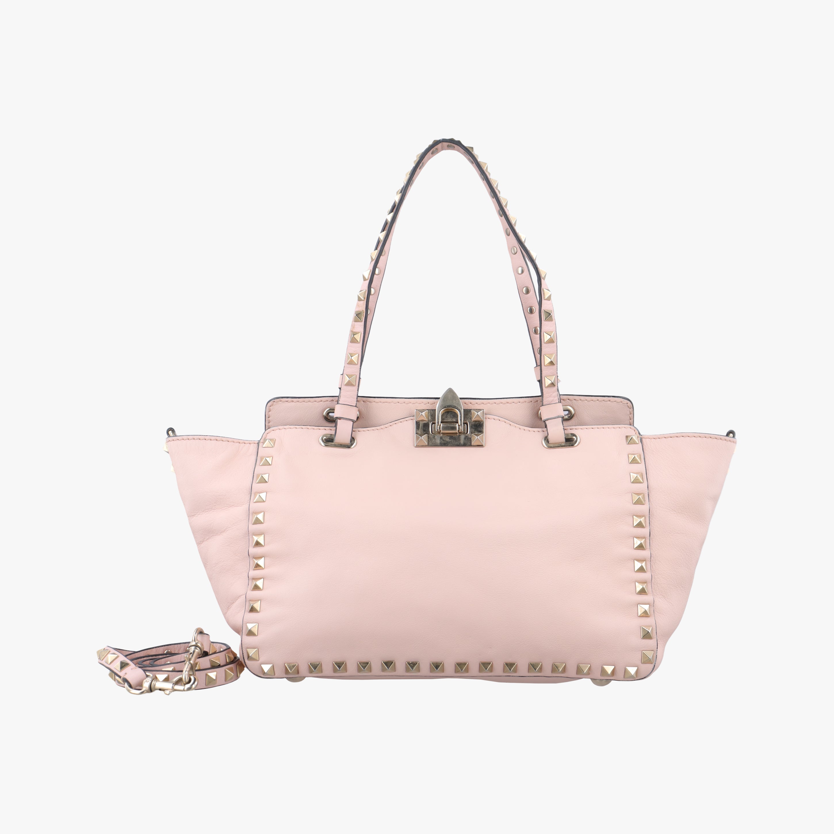 Pre-owned Valentino Rockstud Pink Leather  shoulderbag | stylenewstar