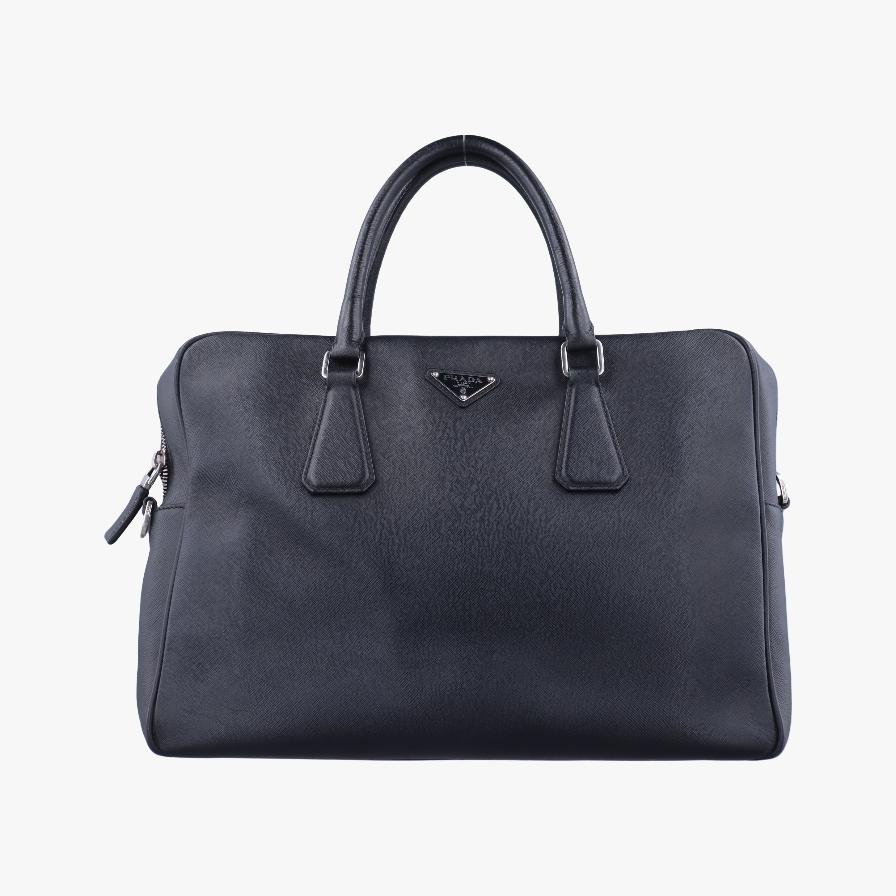 Secondhand Prada Business Briefcase Black SAFFIANO Leather 2VE011 handbag | stylenewstar