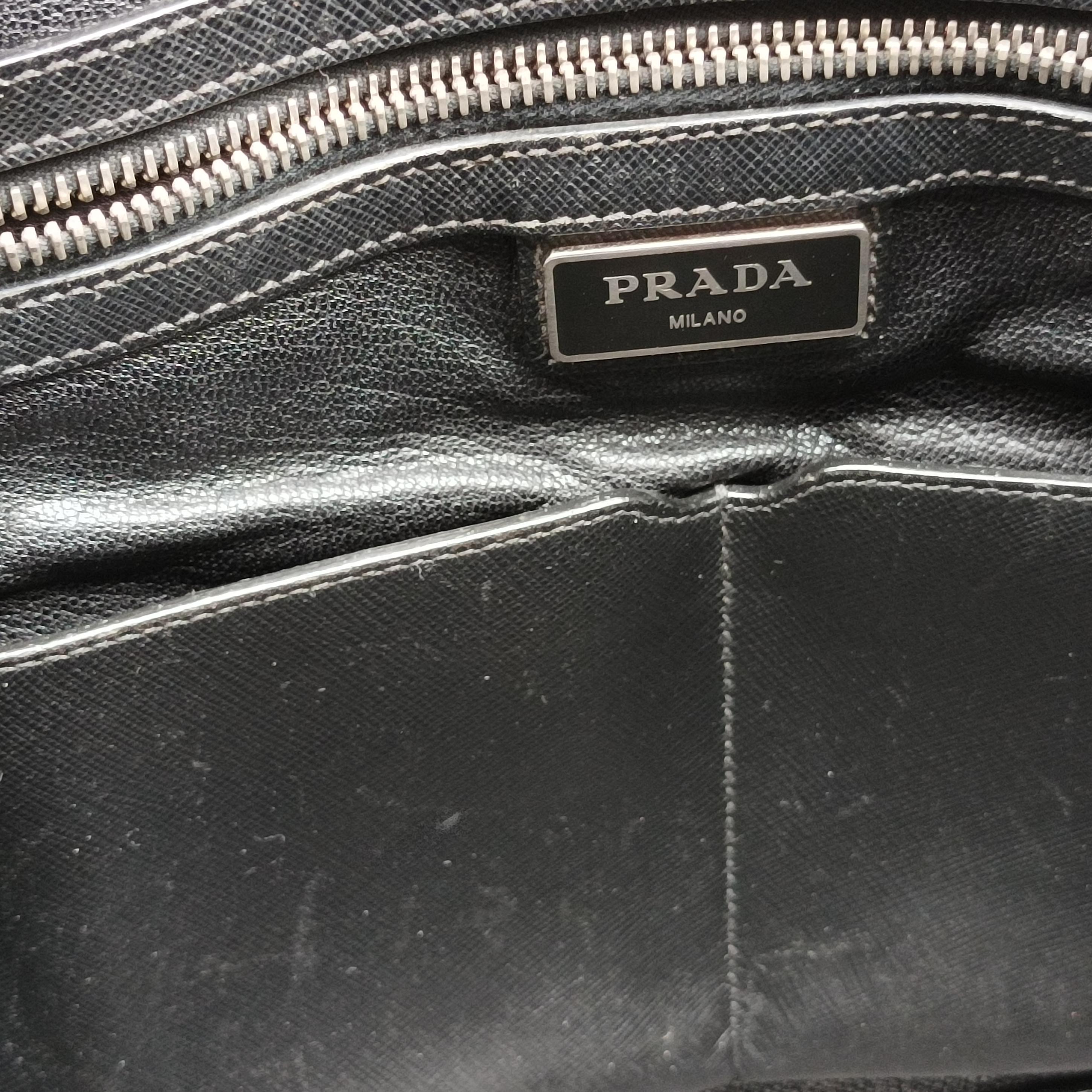 Secondhand Prada Business Briefcase Black SAFFIANO Leather 2VE011 handbag | stylenewstar