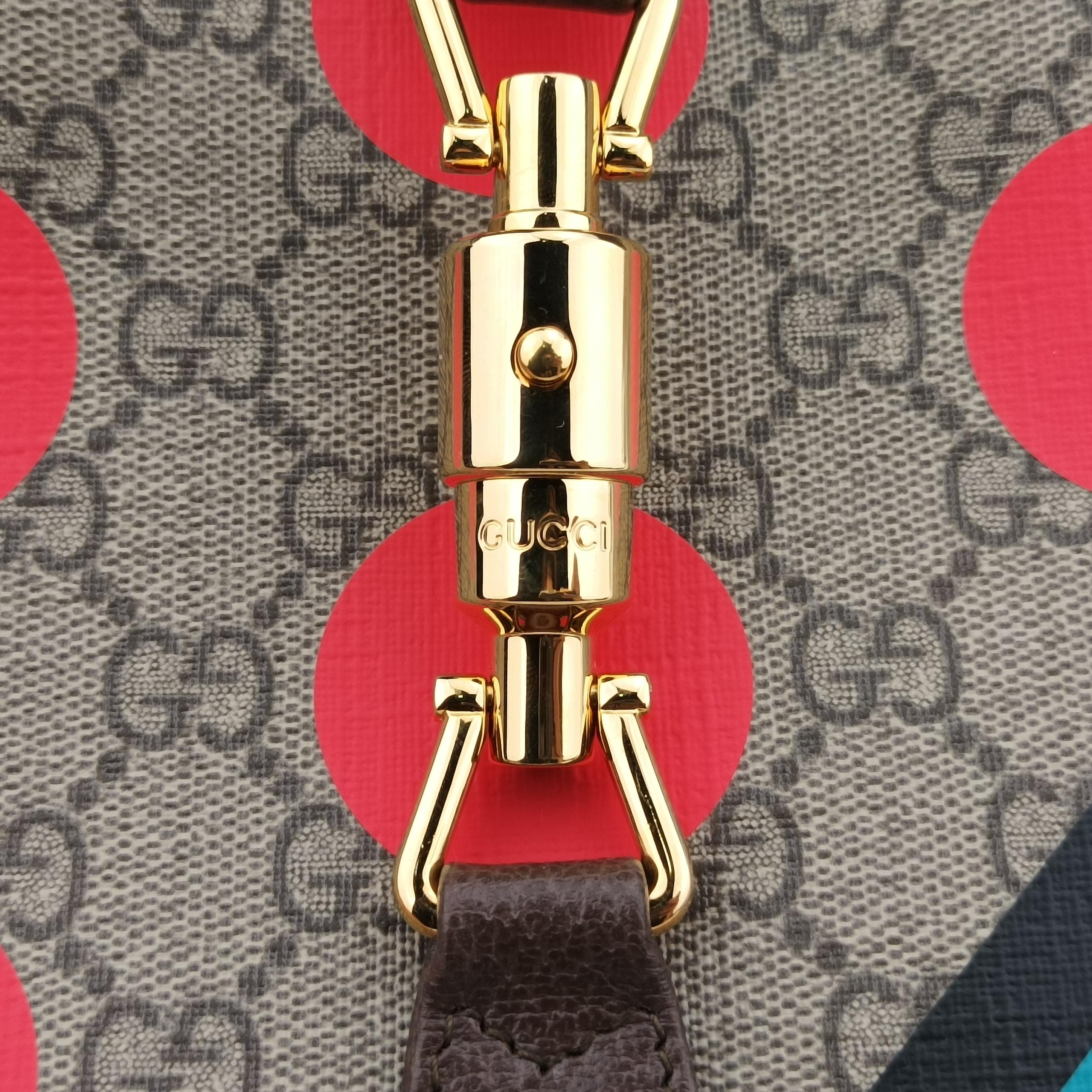 Pre-owned Gucci JACKIE beige×Multicolour canvas×leather 678843 shoulderbag | stylenewstar