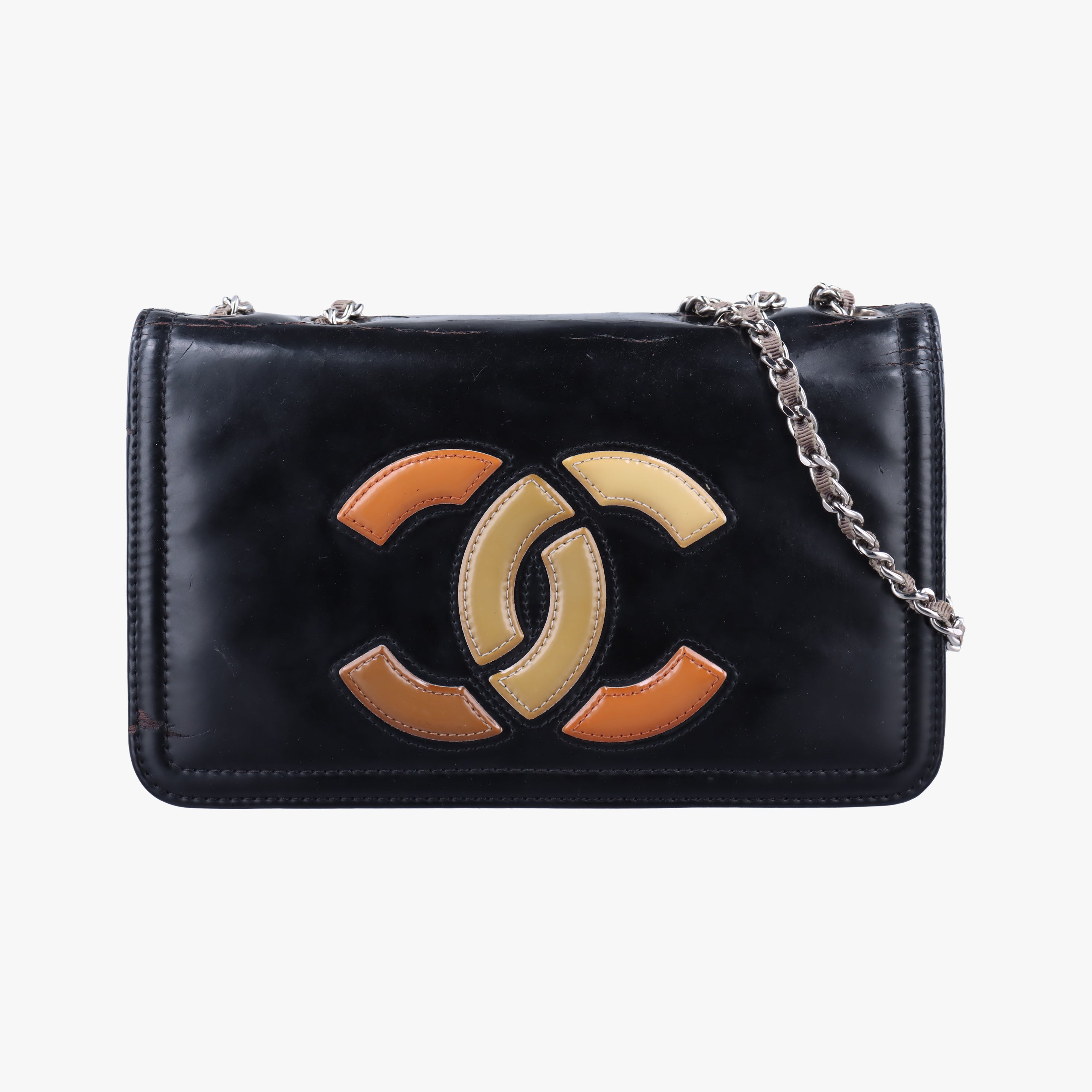 Pre-owned Chanel CC Lipstick Flap Black Patent A66935 shoulderbag | stylenewstar