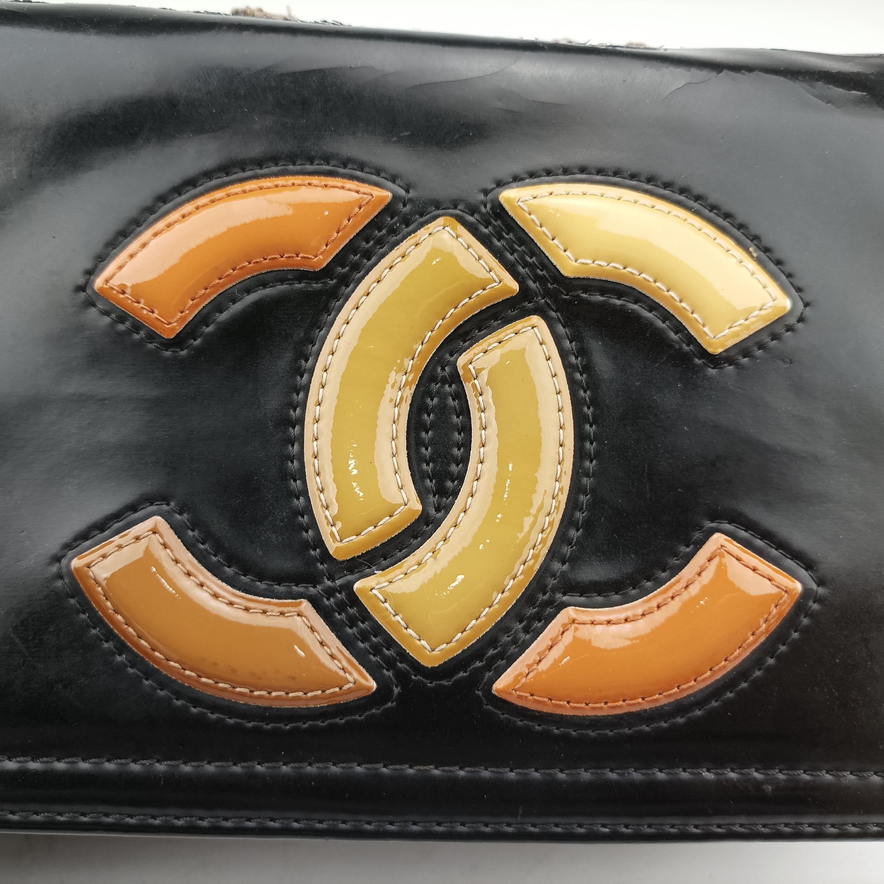 Pre-owned Chanel CC Lipstick Flap Black Patent A66935 shoulderbag | stylenewstar
