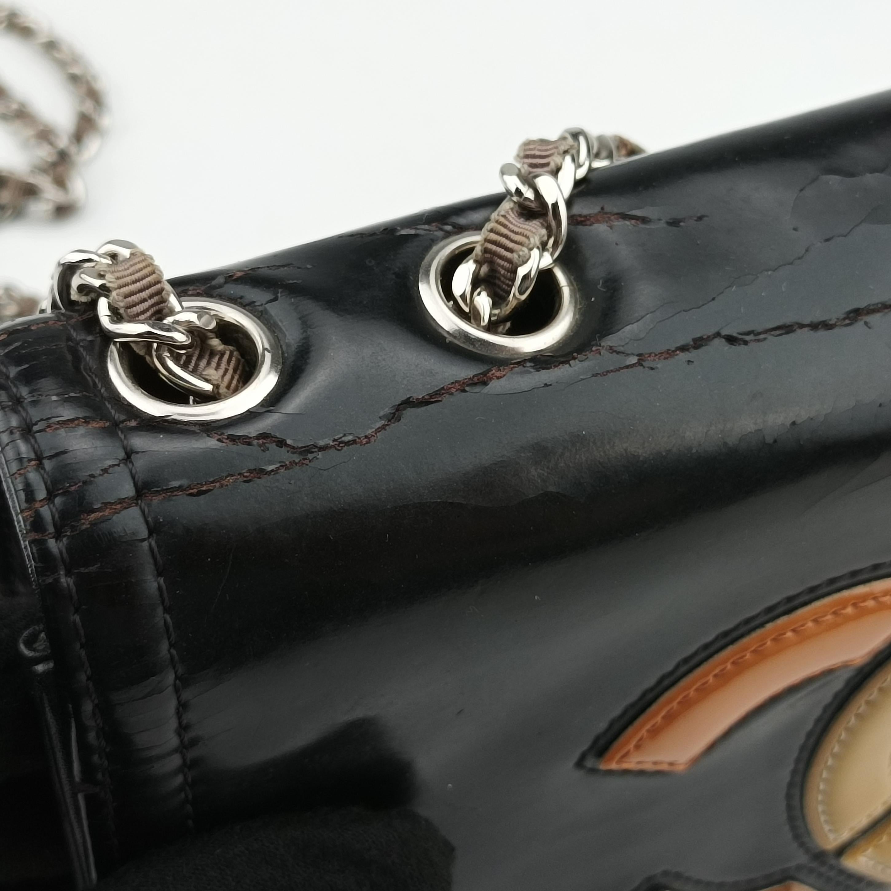 Pre-owned Chanel CC Lipstick Flap Black Patent A66935 shoulderbag | stylenewstar