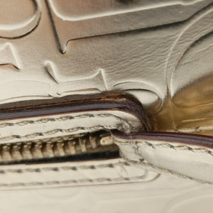 Pre-owned Christian Dior Metallic Gold Oblique Monogram Golden Leather  handbag | stylenewstar