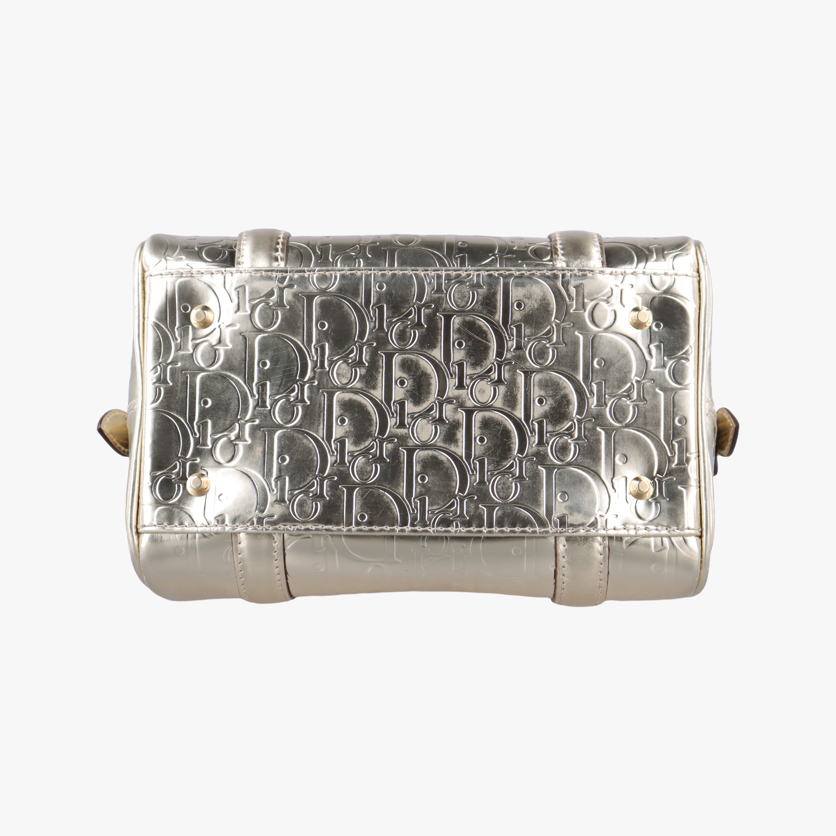 Pre-owned Christian Dior Metallic Gold Oblique Monogram Golden Leather  handbag | stylenewstar