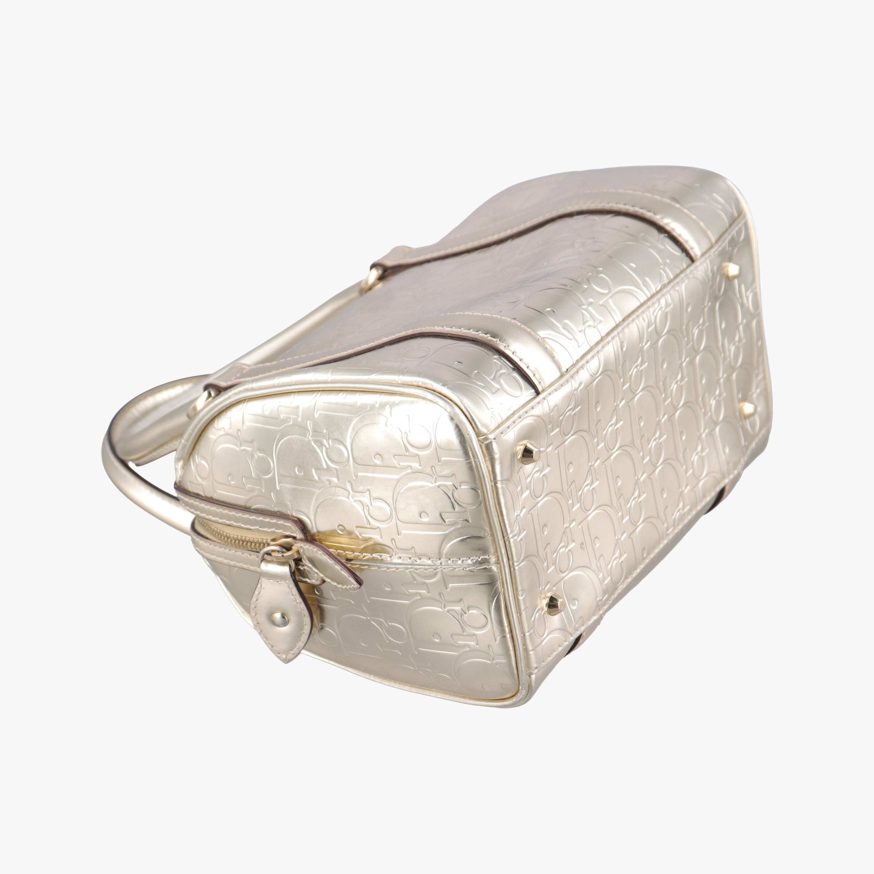 Pre-owned Christian Dior Metallic Gold Oblique Monogram Golden Leather  handbag | stylenewstar