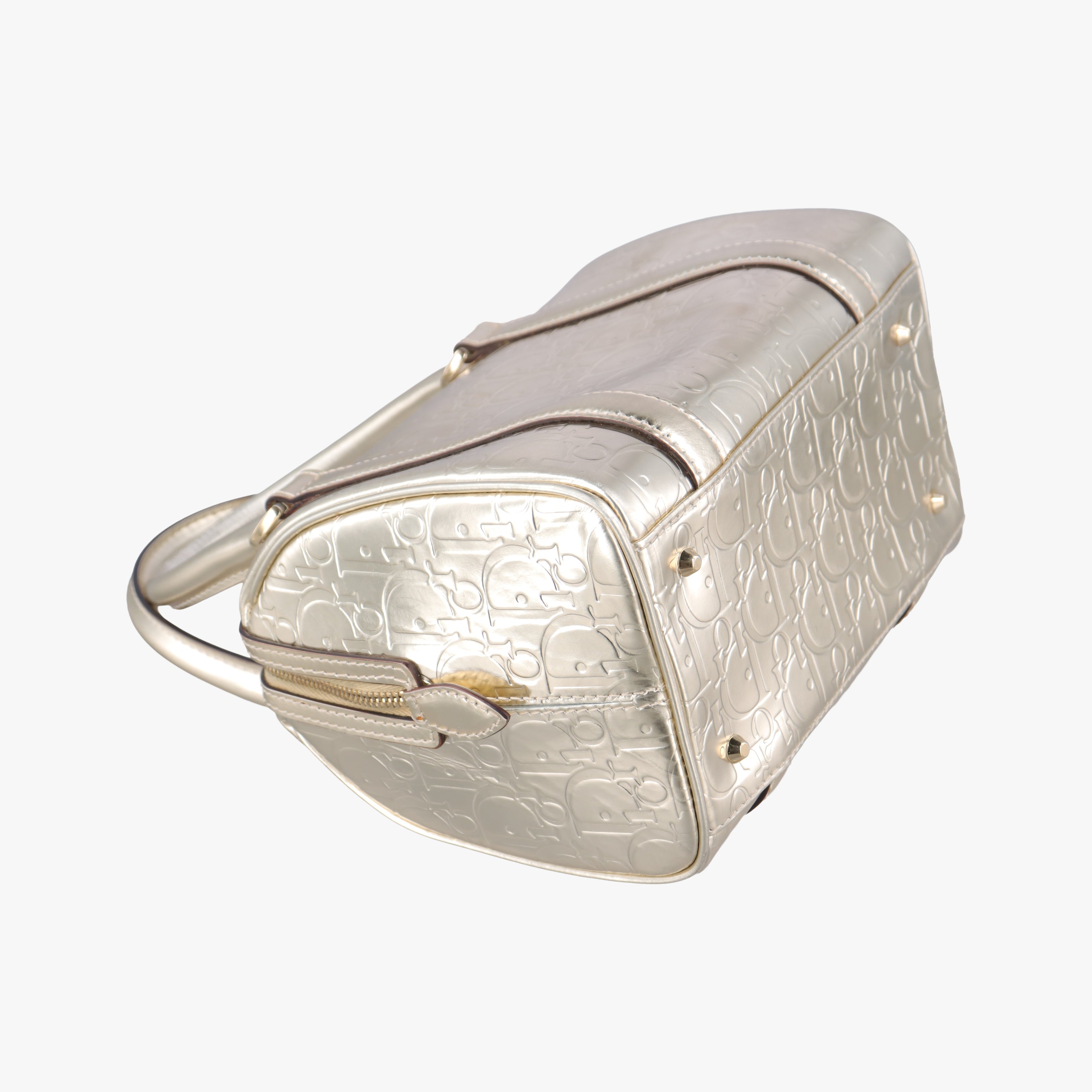 Pre-owned Christian Dior Metallic Gold Oblique Monogram Golden Leather  handbag | stylenewstar