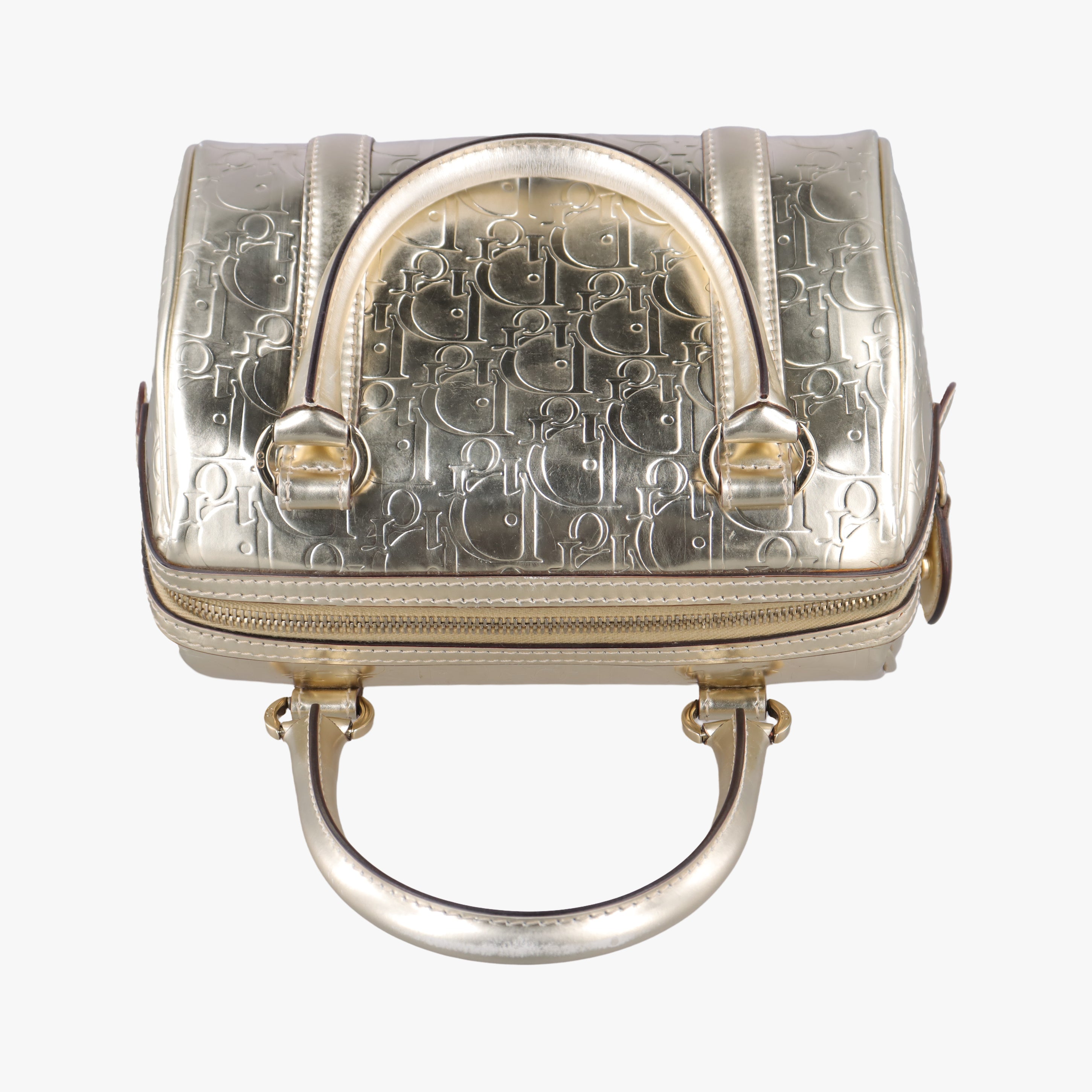 Pre-owned Christian Dior Metallic Gold Oblique Monogram Golden Leather  handbag | stylenewstar