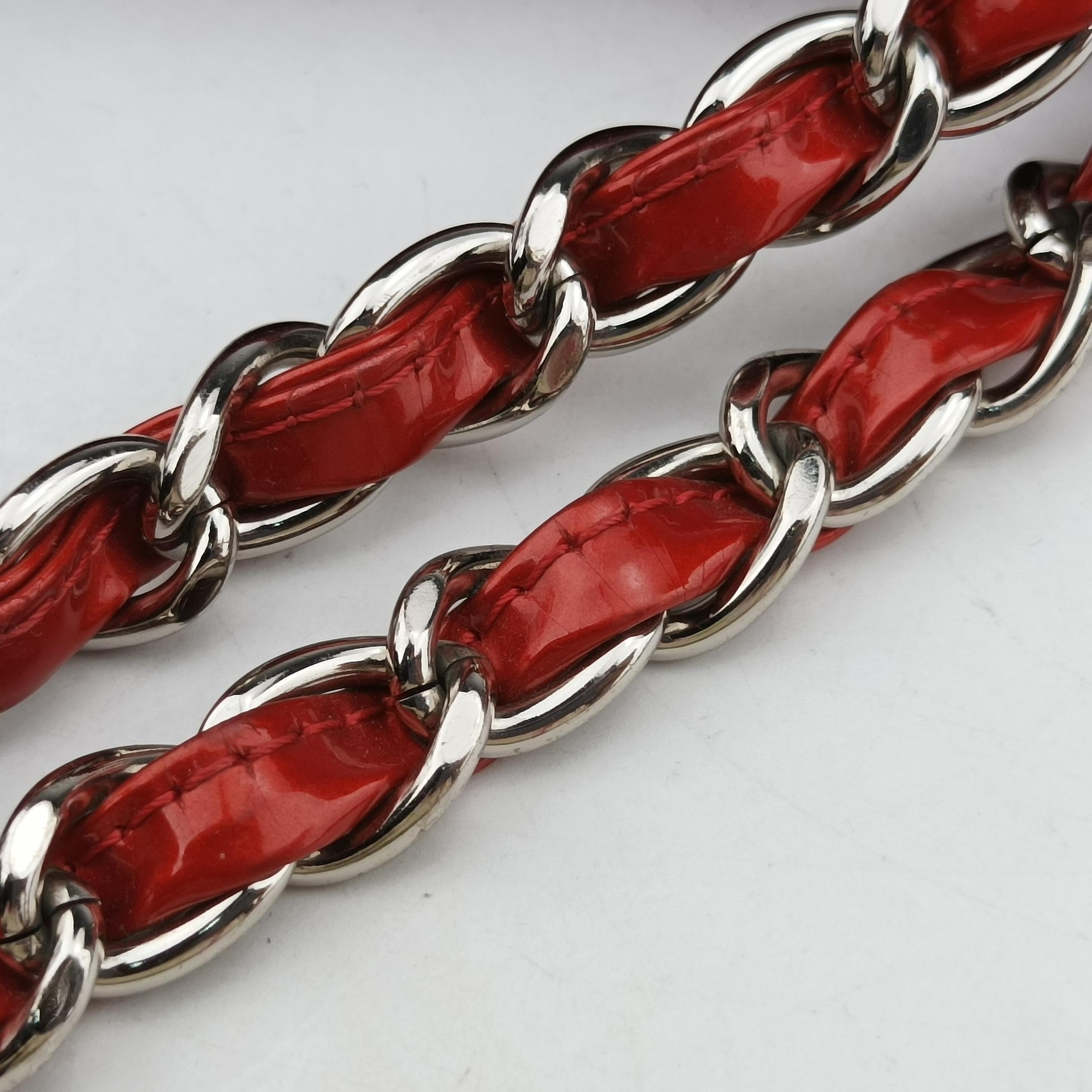 Pre-owned Chanel Strass Bon Bon Crystal Red Patent A47741 shoulderbag | stylenewstar