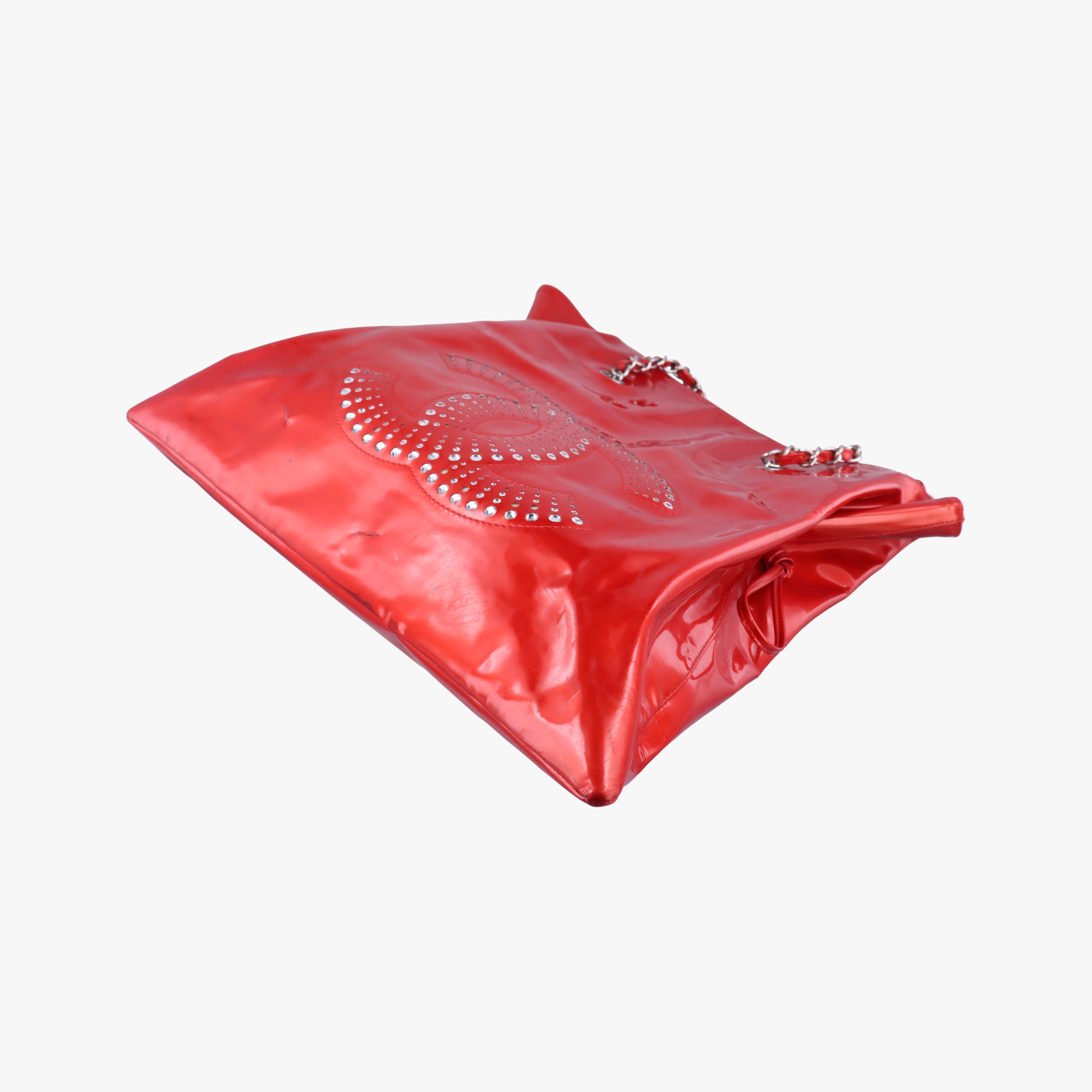 Pre-owned Chanel Strass Bon Bon Crystal Red Patent A47741 shoulderbag | stylenewstar