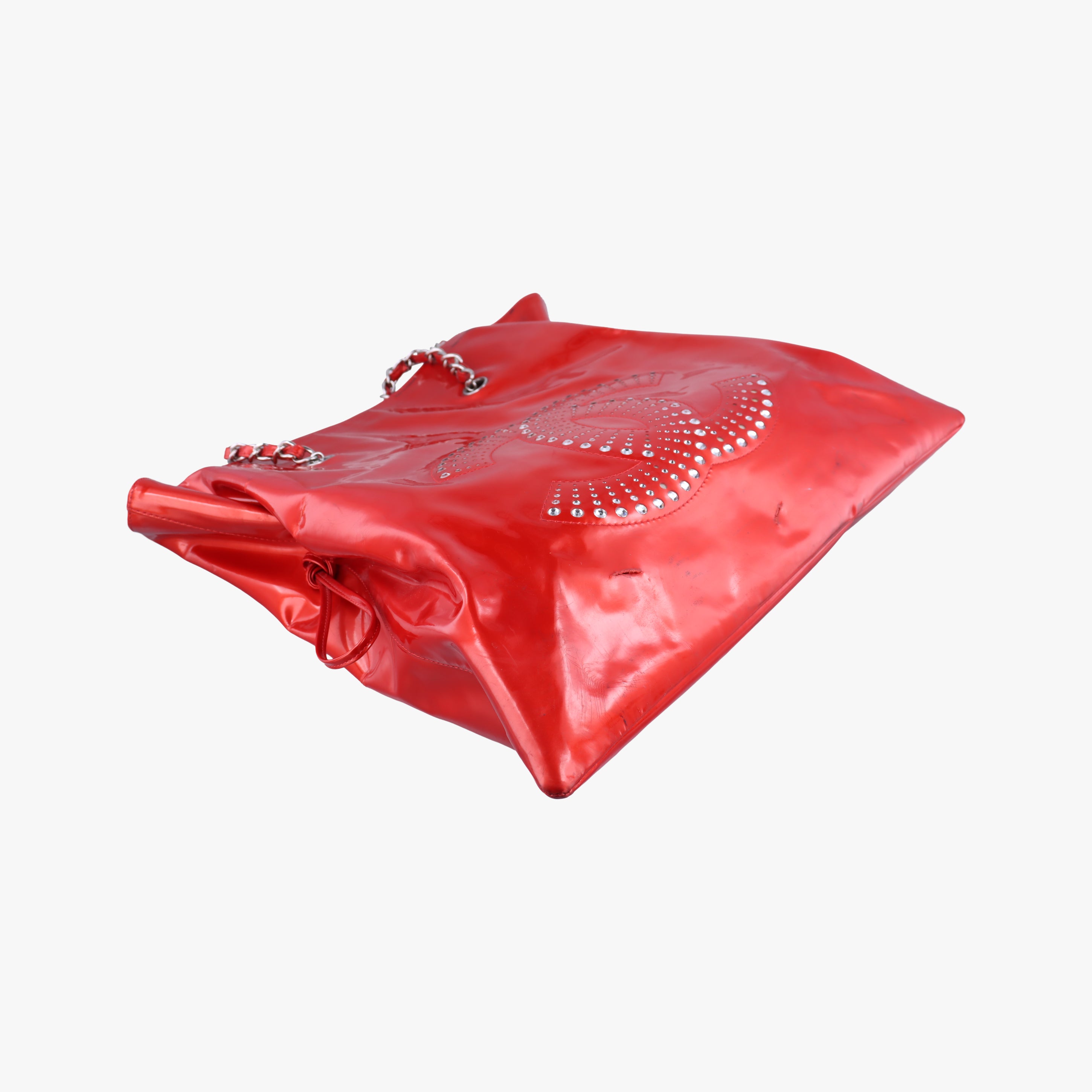 Pre-owned Chanel Strass Bon Bon Crystal Red Patent A47741 shoulderbag | stylenewstar