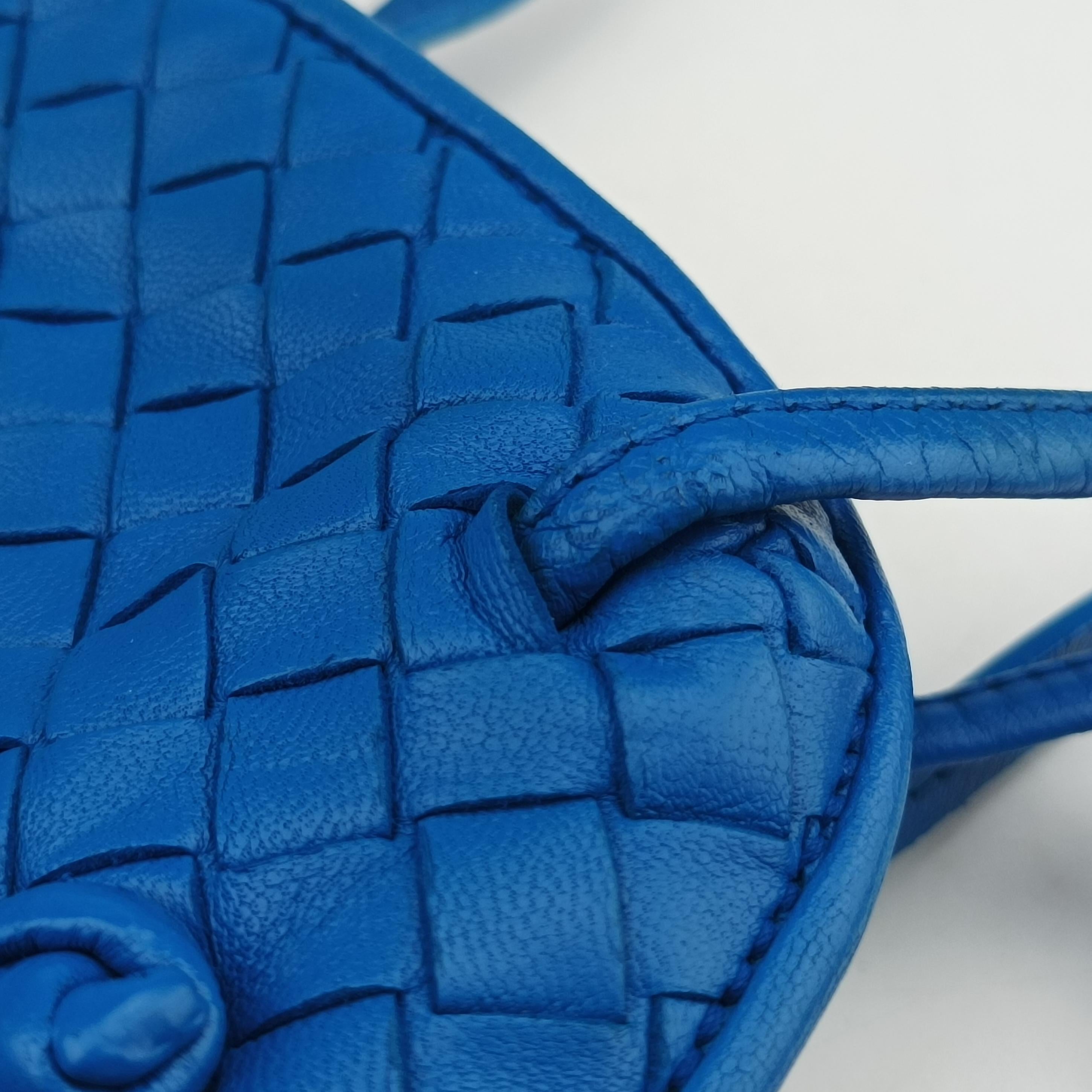 Pre-owned Bottega Veneta NODINI Intrecciato Blue lambskin  shoulderbag | stylenewstar