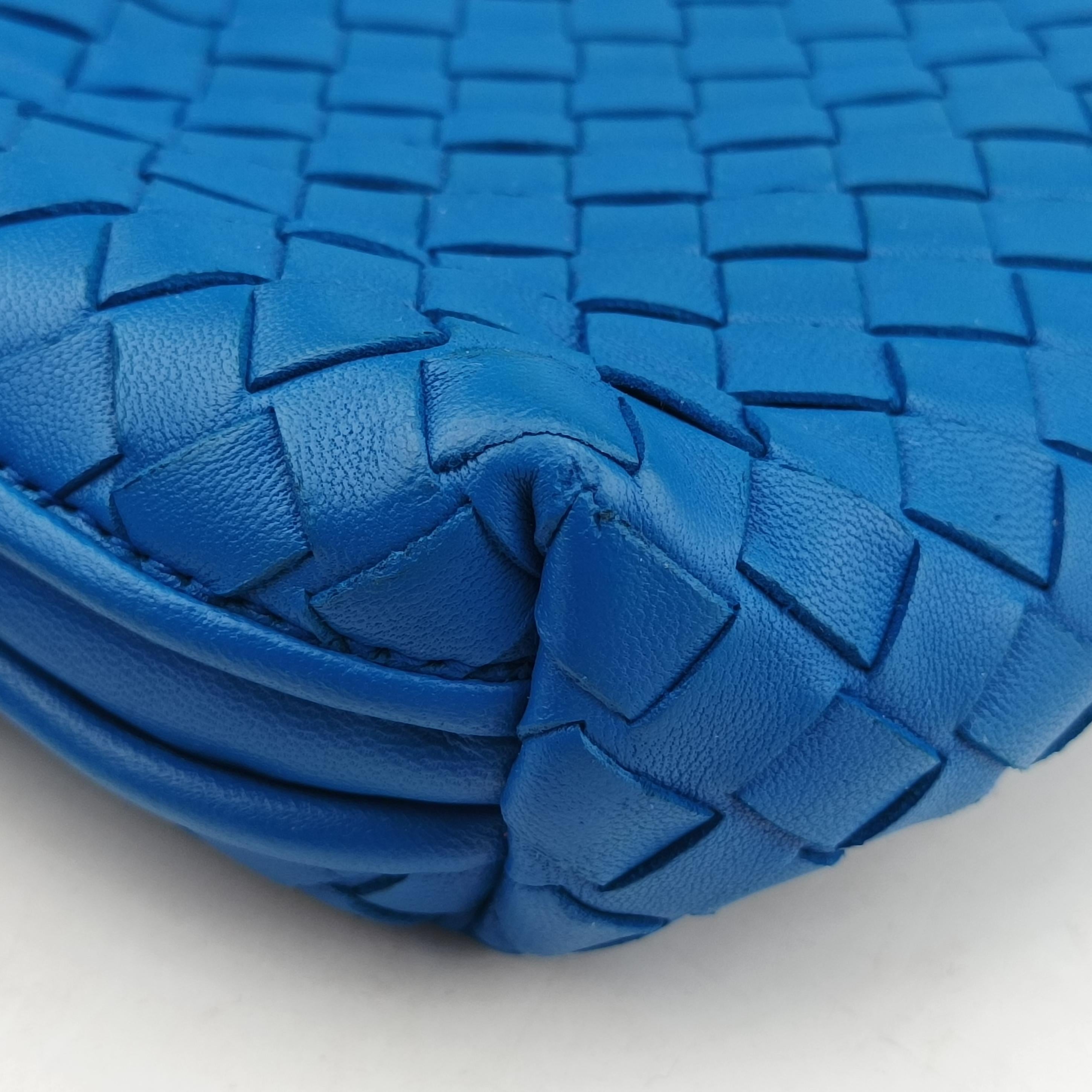 Pre-owned Bottega Veneta NODINI Intrecciato Blue lambskin  shoulderbag | stylenewstar