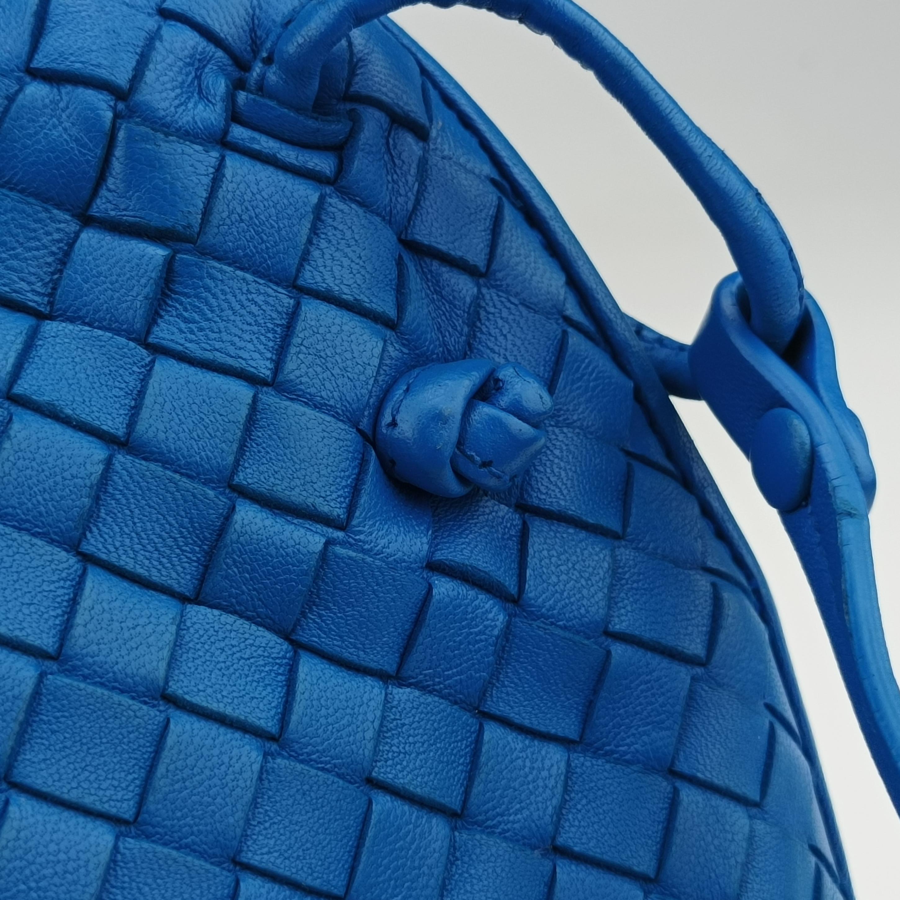 Pre-owned Bottega Veneta NODINI Intrecciato Blue lambskin  shoulderbag | stylenewstar