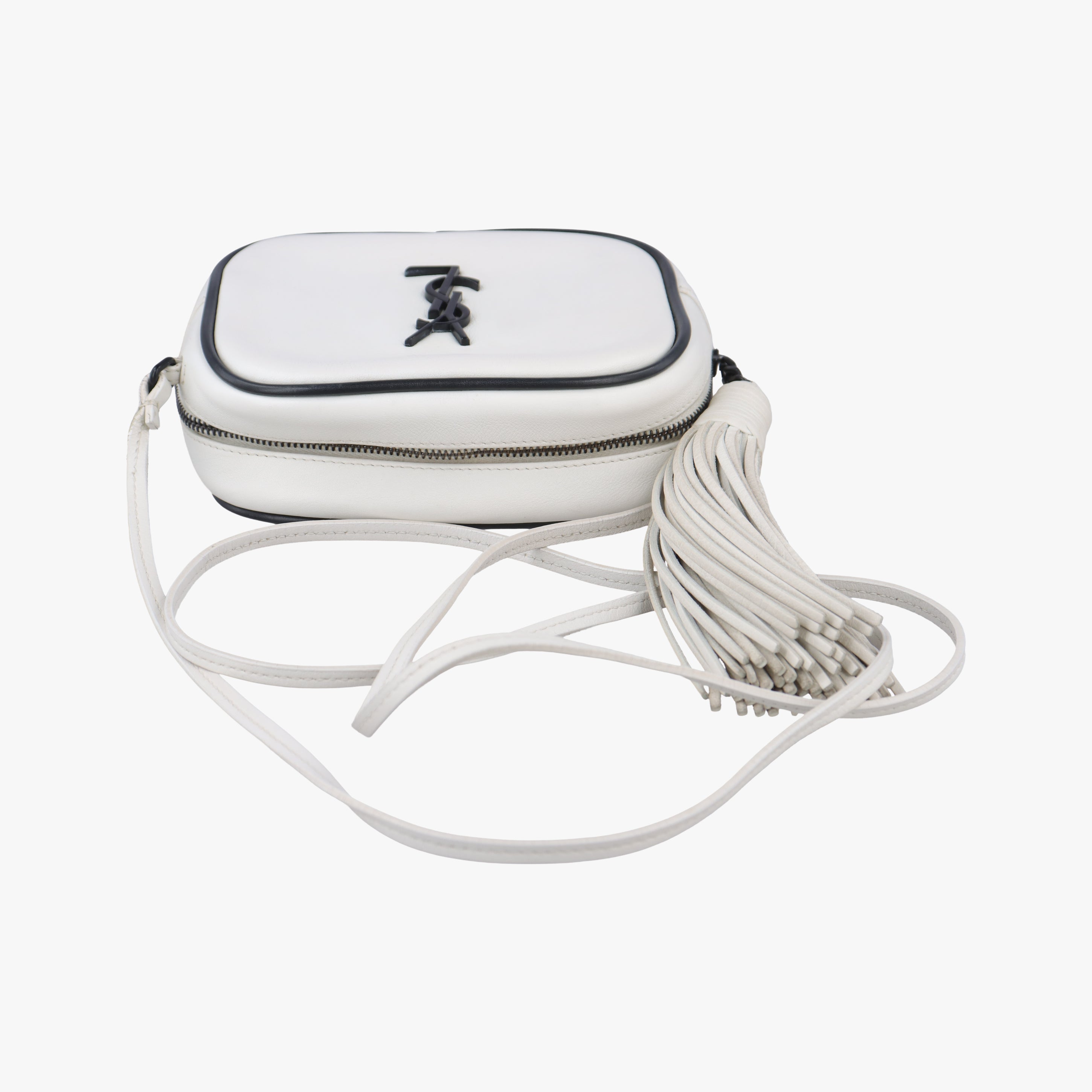 Pre-owned Yves Saint Laurent Monogram Blogger White×Black Leather 425317 shoulderbag | stylenewstar