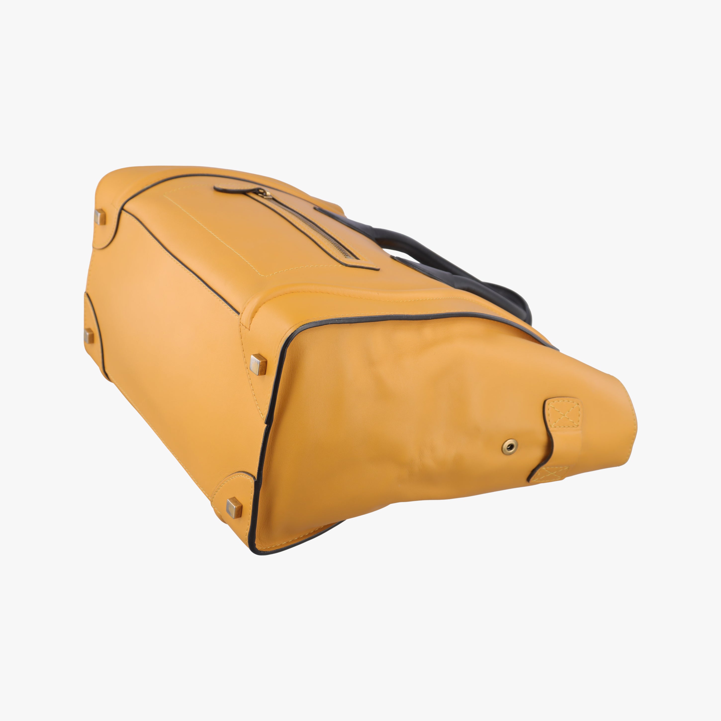 Pre-owned Celine Luggage Mini Shopper Yellow×black Leather  handbag | stylenewstar