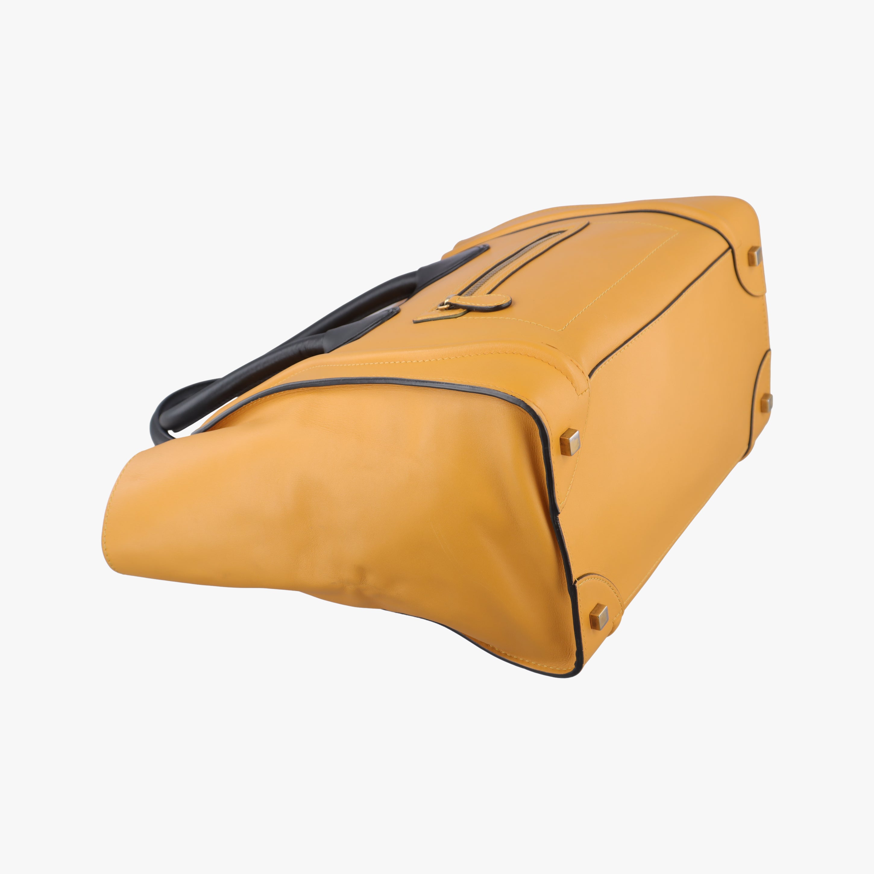 Pre-owned Celine Luggage Mini Shopper Yellow×black Leather  handbag | stylenewstar