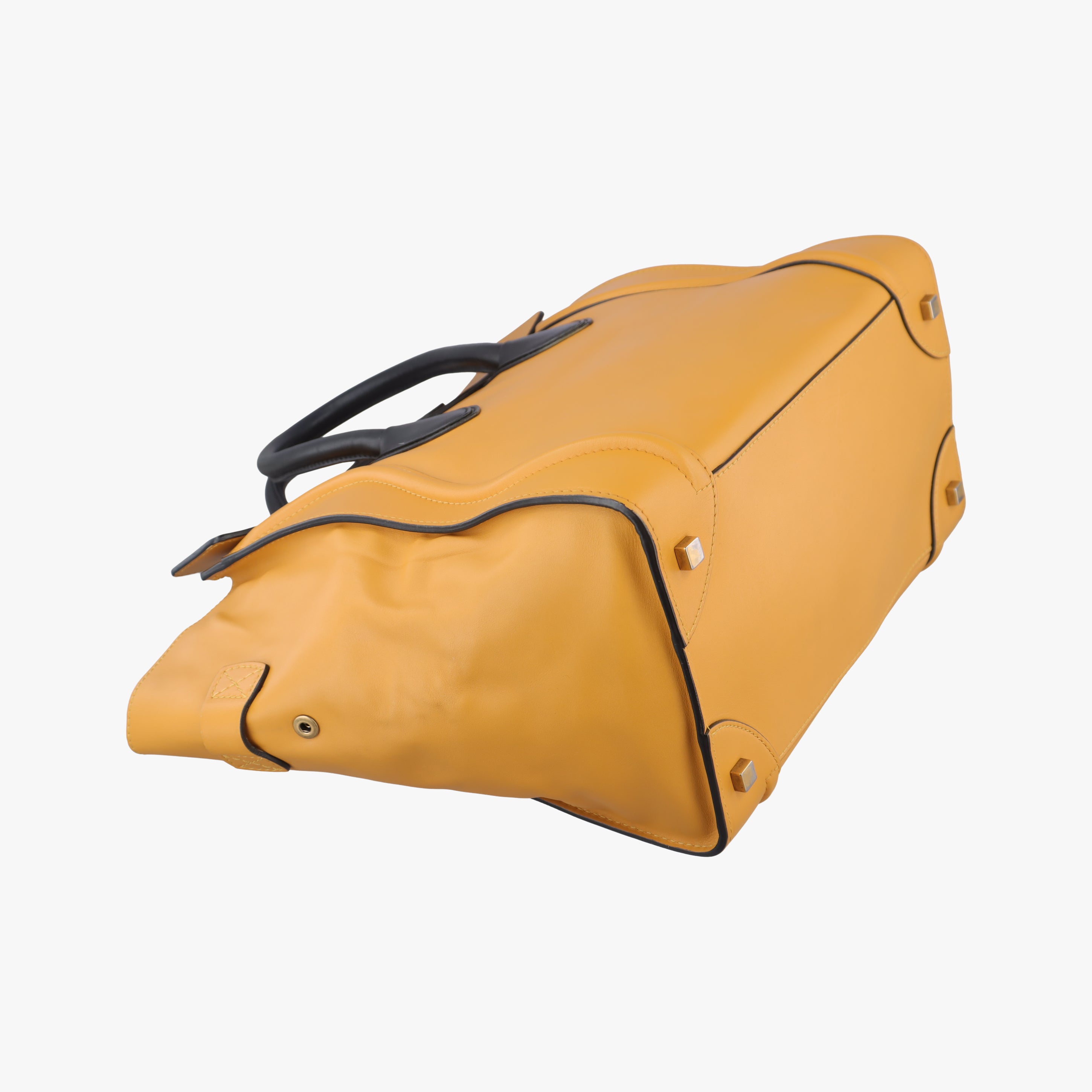 Pre-owned Celine Luggage Mini Shopper Yellow×black Leather  handbag | stylenewstar