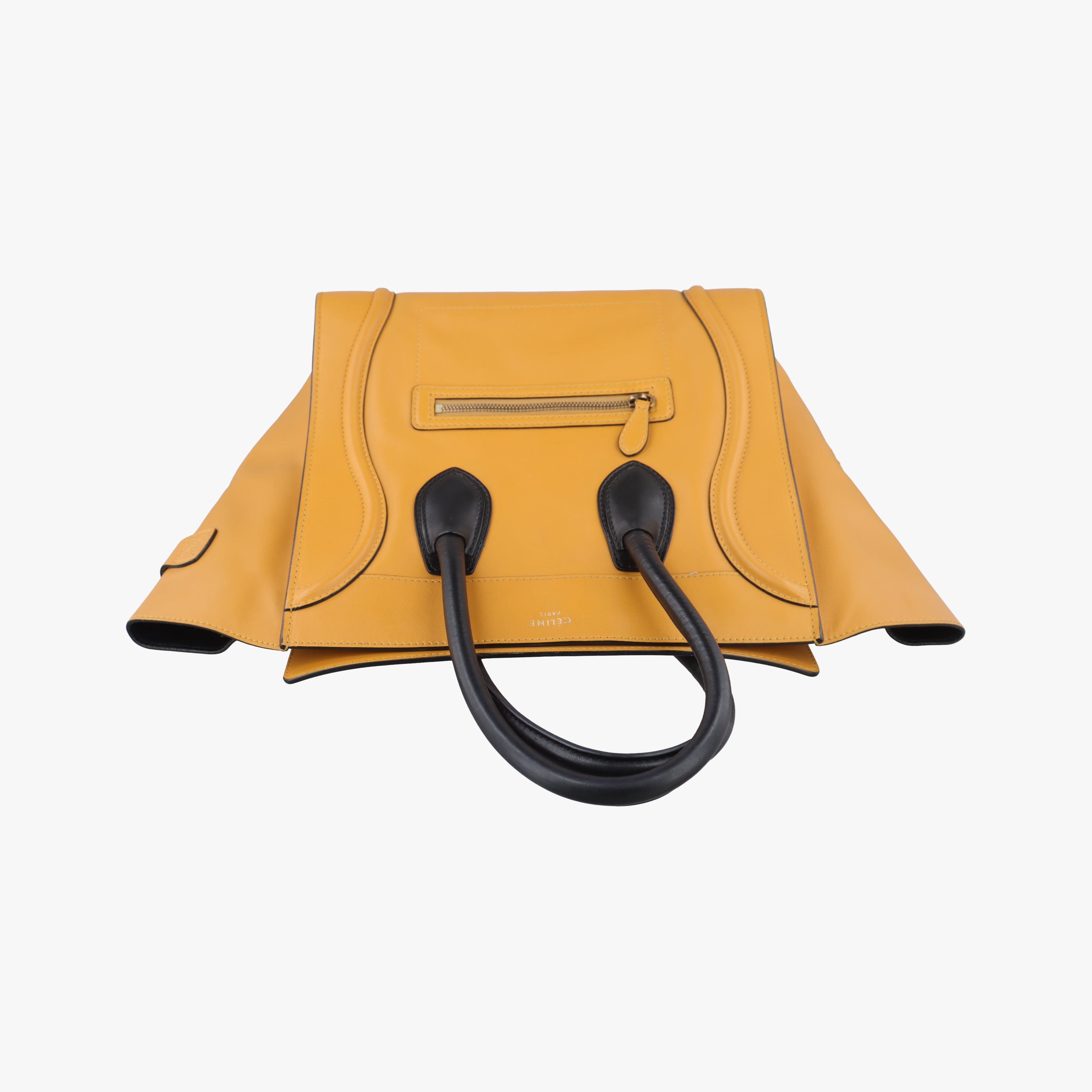 Pre-owned Celine Luggage Mini Shopper Yellow×black Leather  handbag | stylenewstar