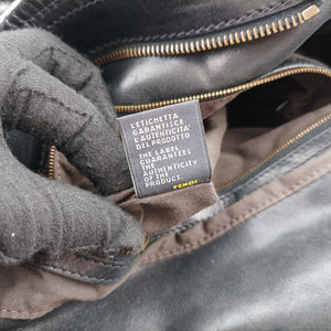 Pre-owned Fendi Zucca Print Black Suede 8BH186 handbag | stylenewstar