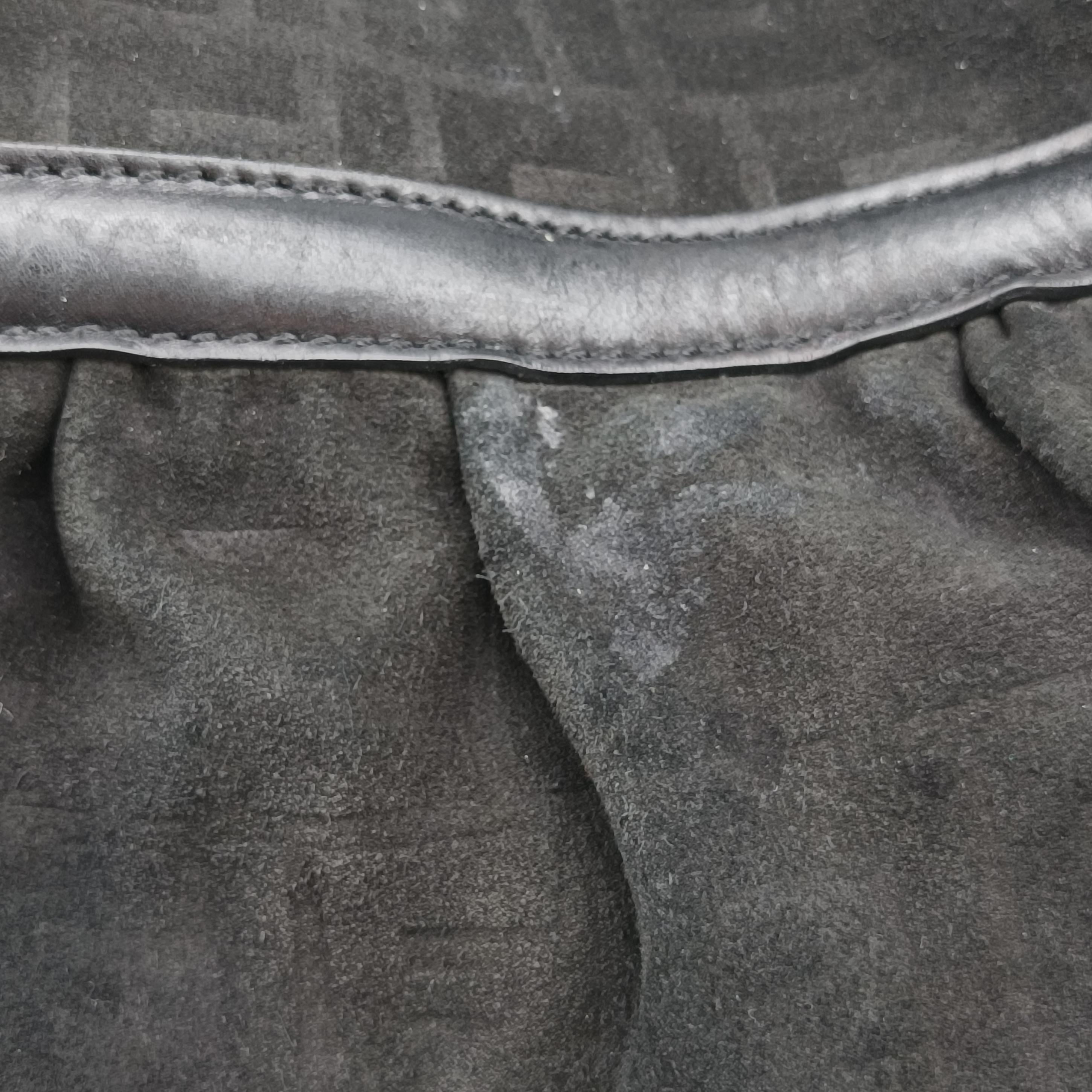 Pre-owned Fendi Zucca Print Black Suede 8BH186 handbag | stylenewstar